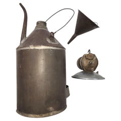 Carbide Coal Miners Lamp with Coal Oil Can and tin funnel by Justrite Areamlined