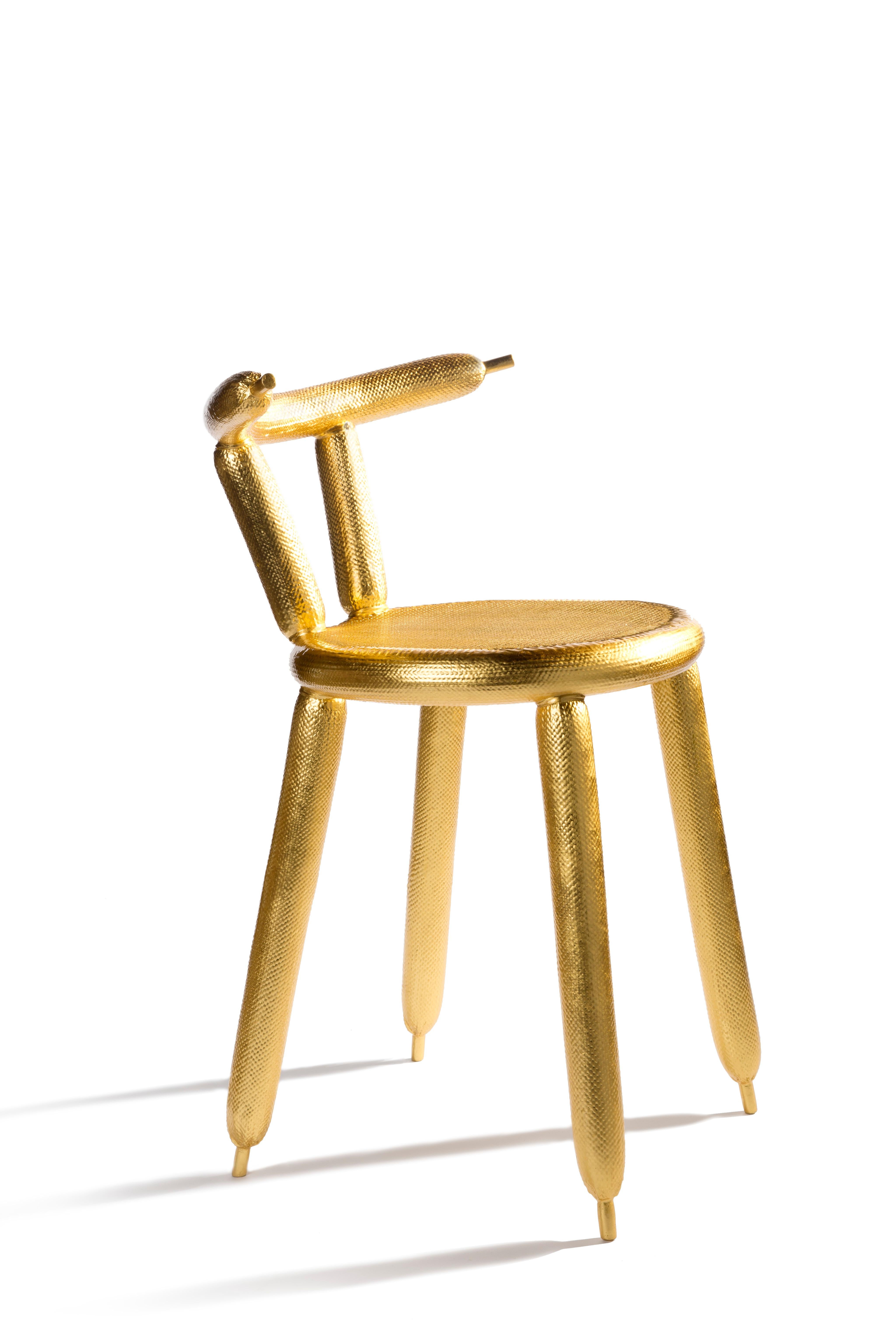 Brushed Carbon Balloon Chair Gold, by Marcel Wanders, 2013, Limited Edition #2/5 For Sale