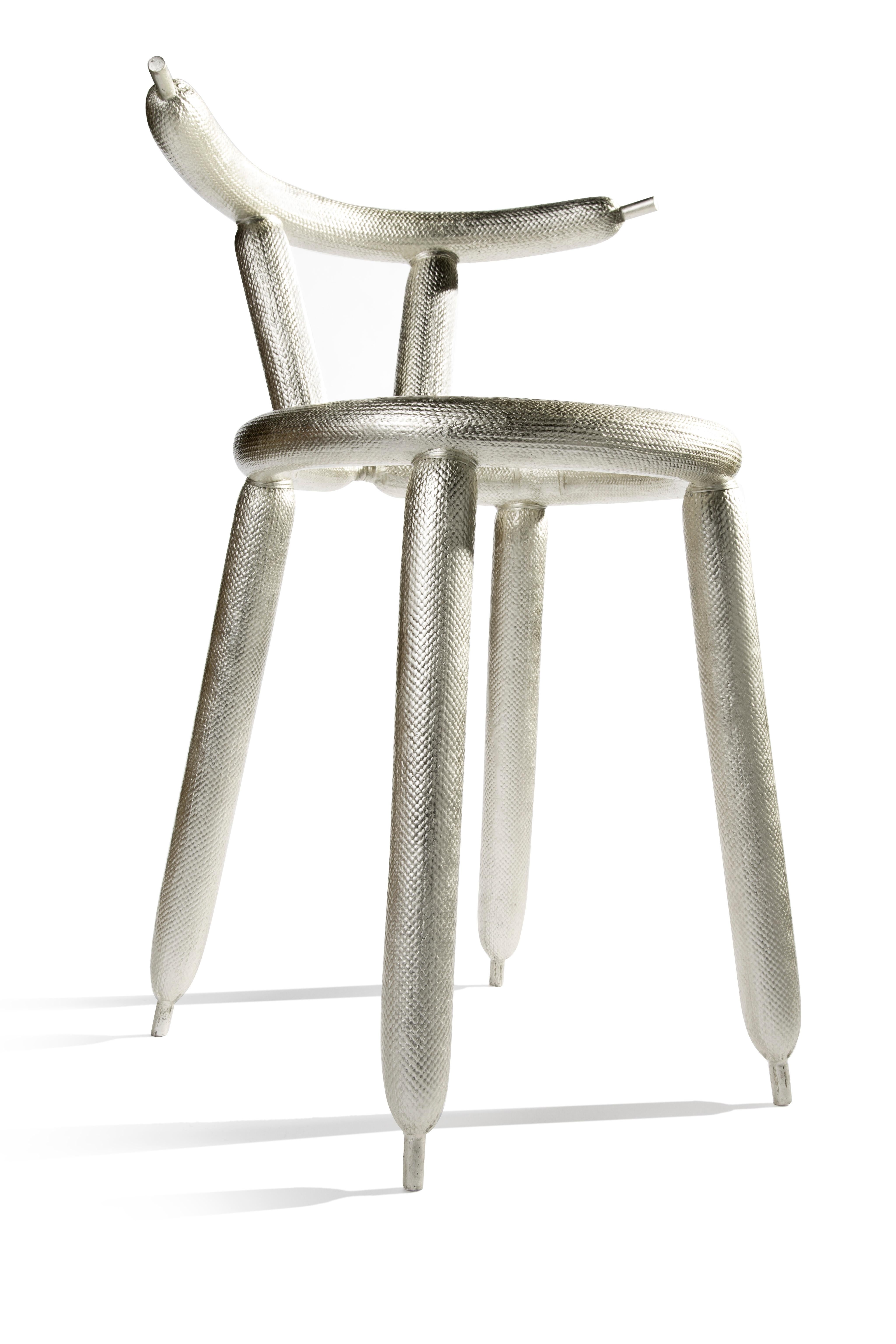 Brushed Carbon Balloon Chair White Gold, by Marcel Wanders, 2013, Limited Edition #2/5 For Sale