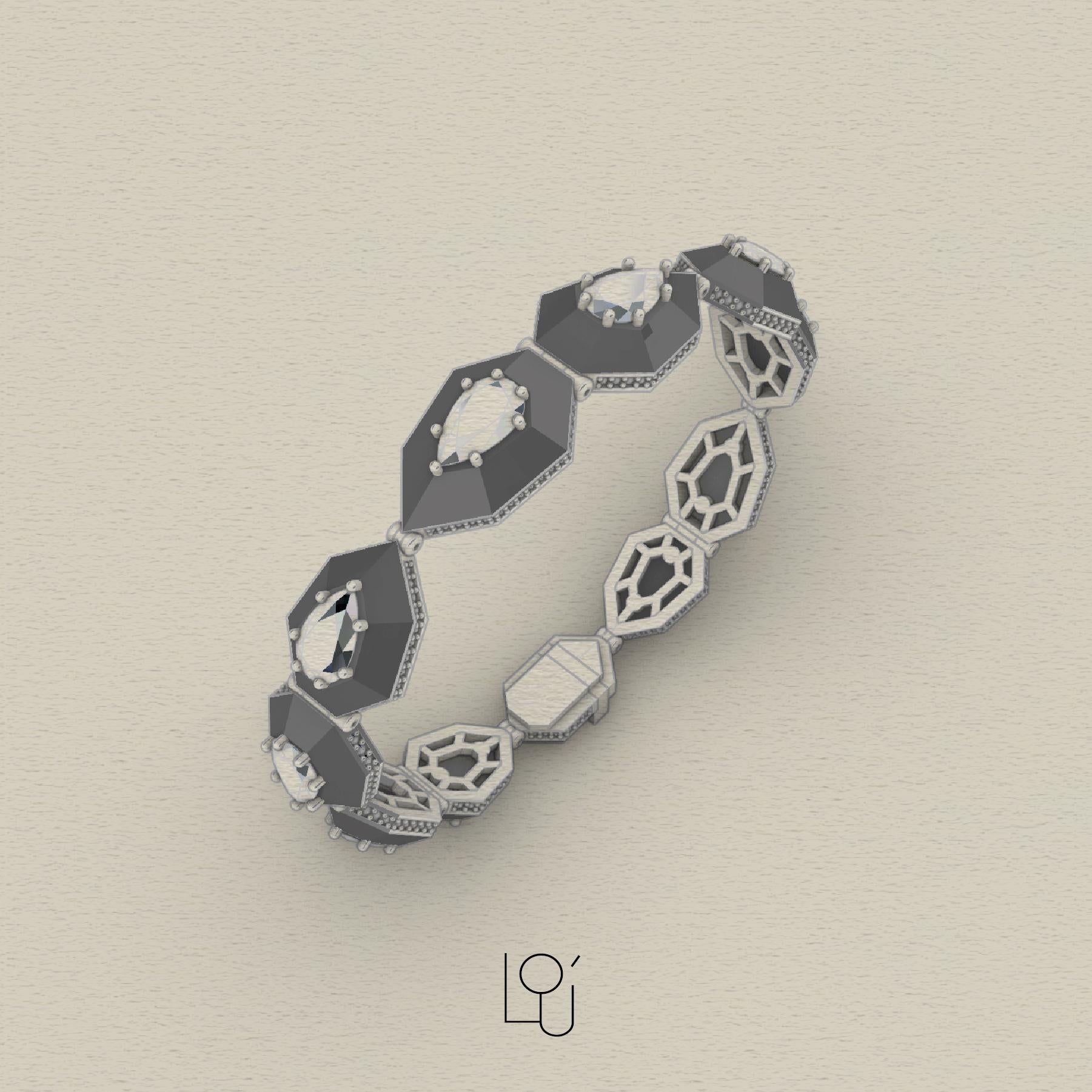 Women's Carbon Fiber & White Diamonds Bracelet For Sale