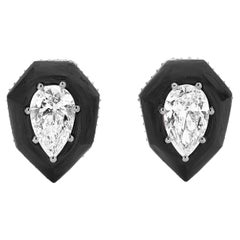 Carbon Fiber & White Diamonds Earrings