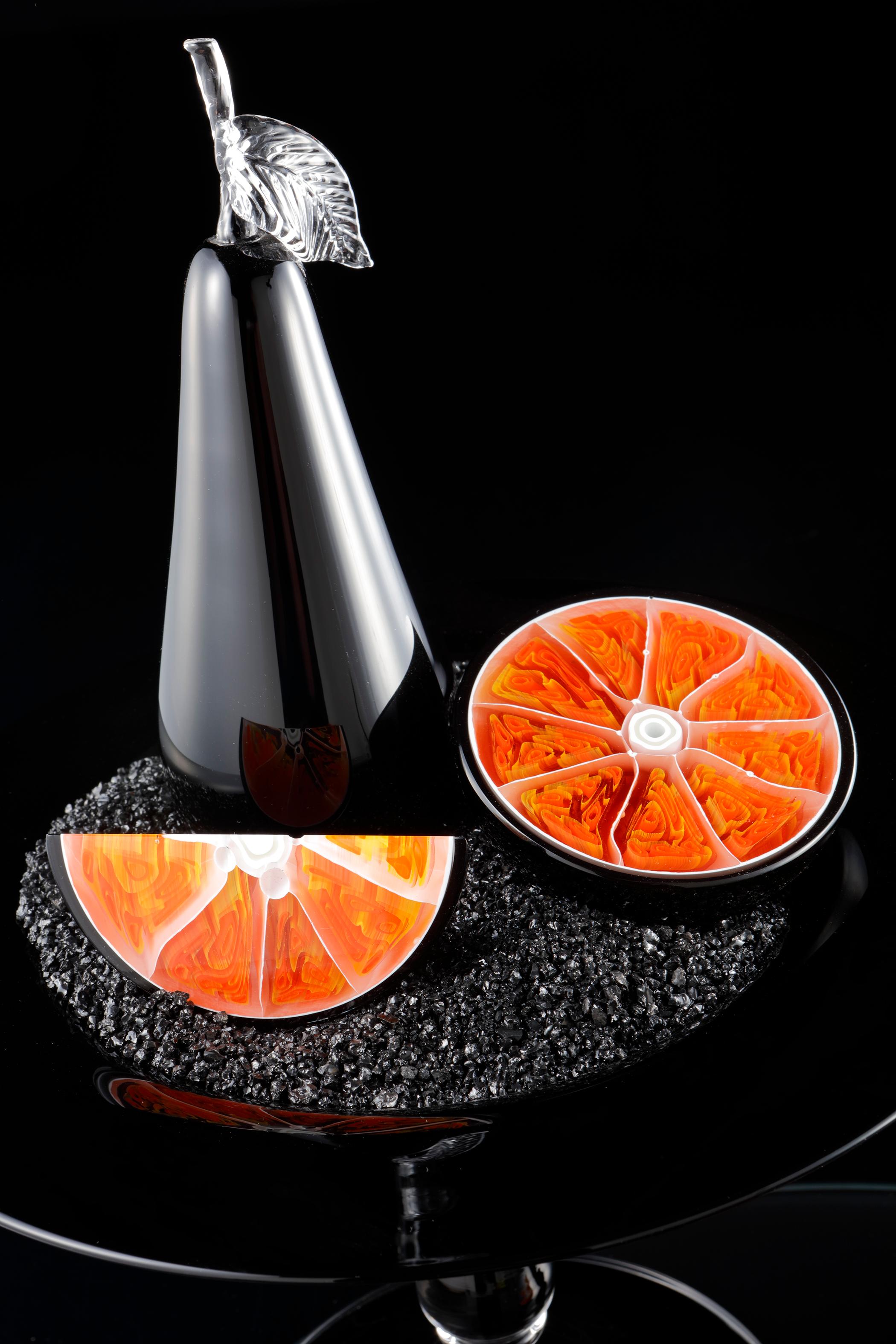 Organic Modern Carbon Orange, a Unique Glass Still Life Installation Art Work by Elliot Walker