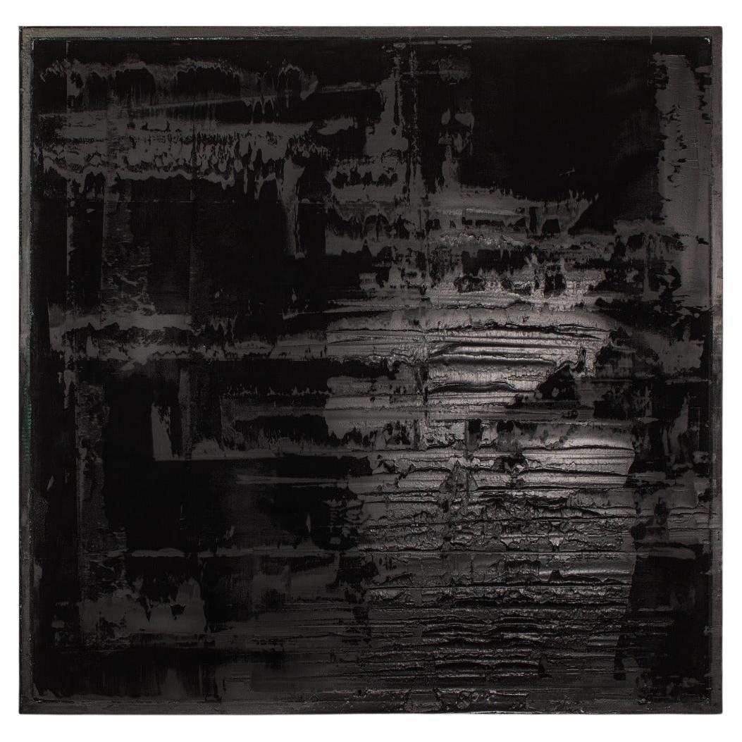 Pierre Bonnefille Carbon-Gemälde 12 – Abstraktes Gemälde in Mischtechnik auf Metall-Leinwand