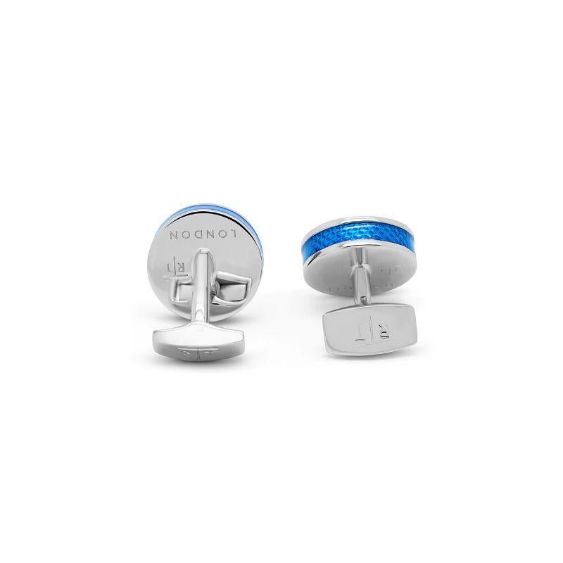 Carbon Tablet Cufflinks with Blue Alutex In New Condition For Sale In Fulham business exchange, London