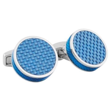 Carbon Tablet Cufflinks with Blue Alutex For Sale