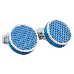 Carbon Tablet Cufflinks with Blue Alutex
