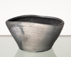 "Carbone" Charcoal & Silver Terracotta Dish by Facto Atelier Paris, France, 2022