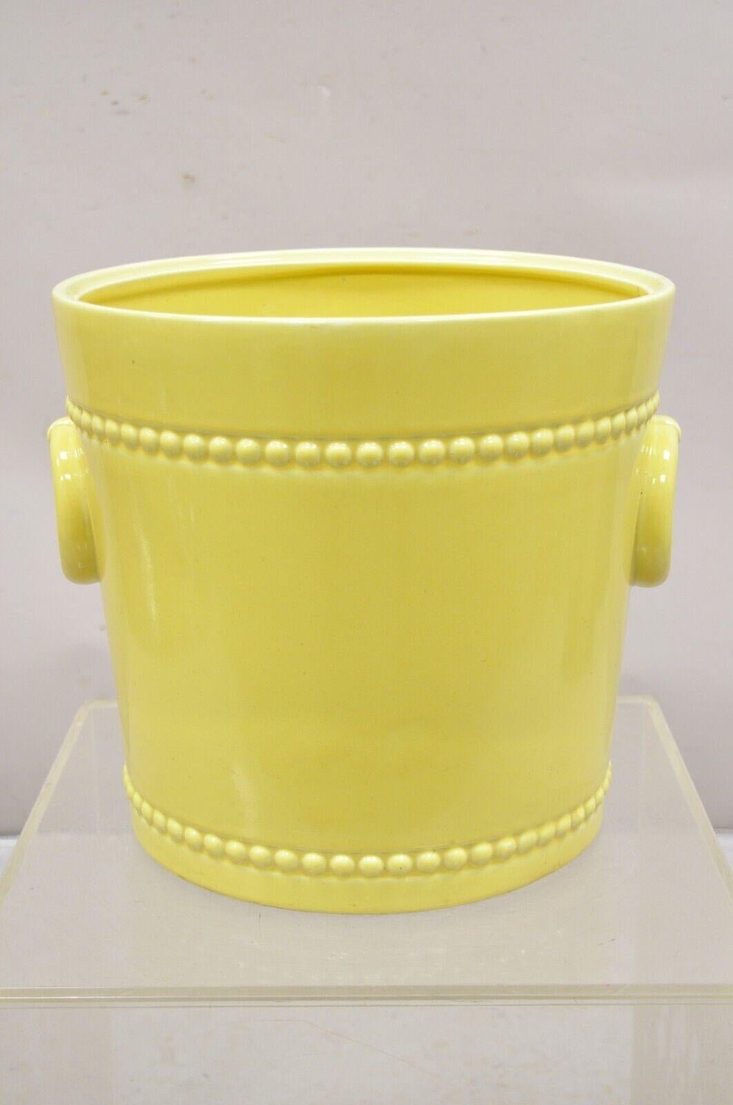 Vintage Chinoiserie Chinese Yellow Pottery Porcelain Large Garden Planter Pot with Ring 