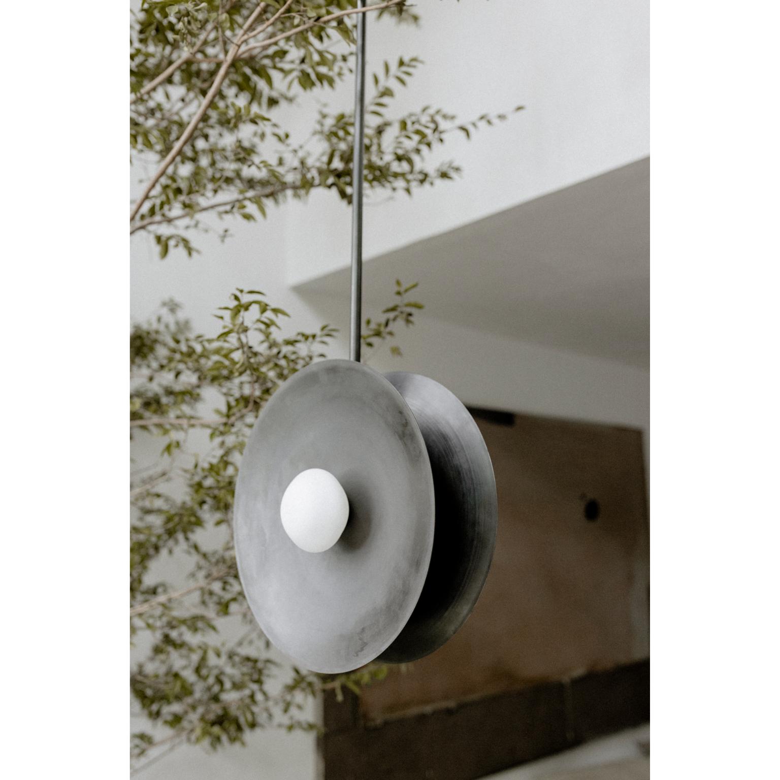Modern Carburo Pendant Lamp Fixture in Blackened Steel by Nuumbra For Sale