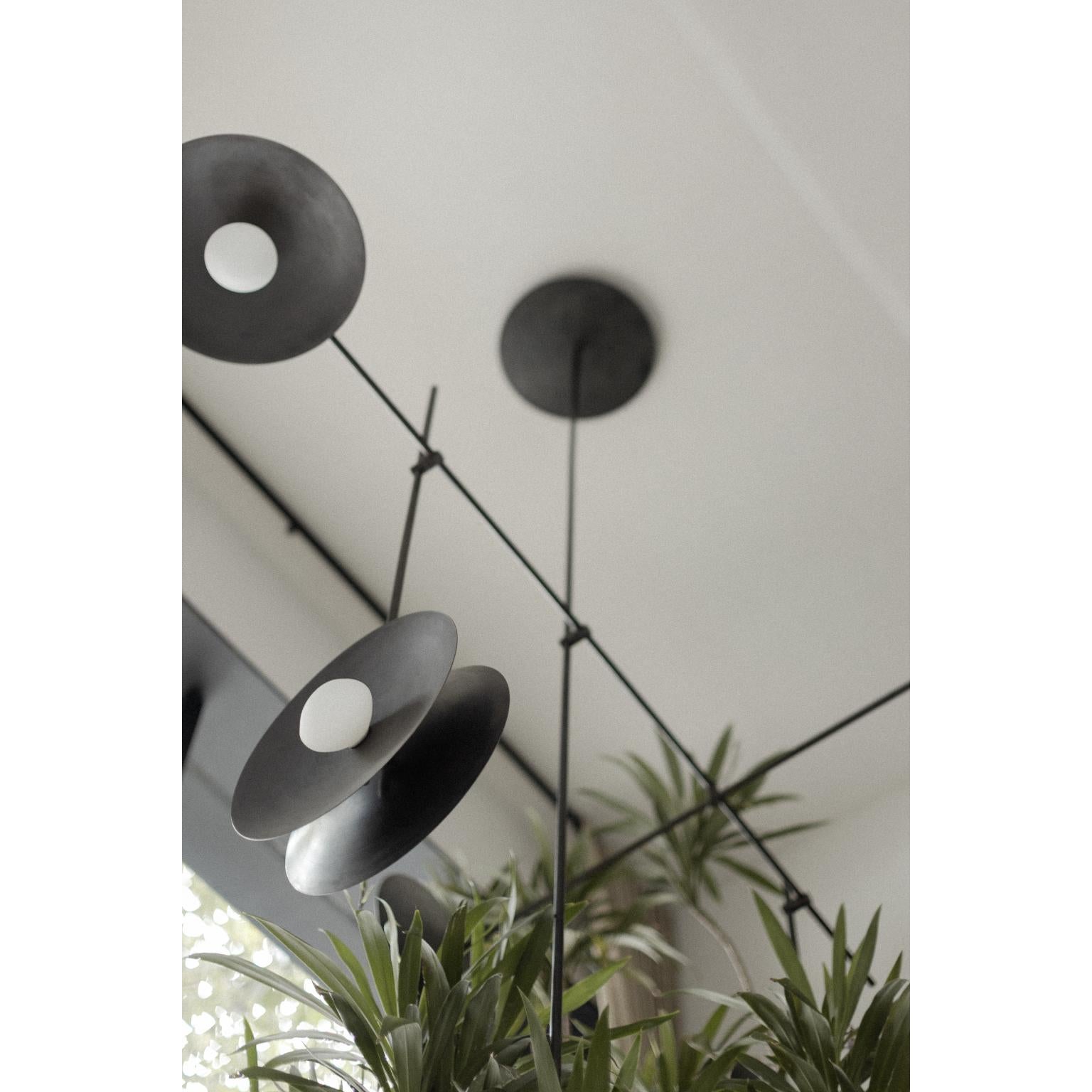Contemporary Carburo Pendant Lamp Fixture in Blackened Steel by Nuumbra For Sale