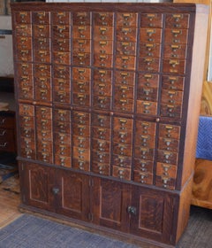 Card Catalog File Cabinet from Chicago Library, Solid Oak, Early 20th Century