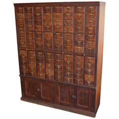 Card Catalog File Cabinet from Chicago Library, Solid Oak, Early 20th Century