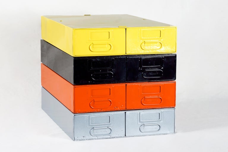 Card Catalog File Drawers Refinished In Metallic Silver 1940s