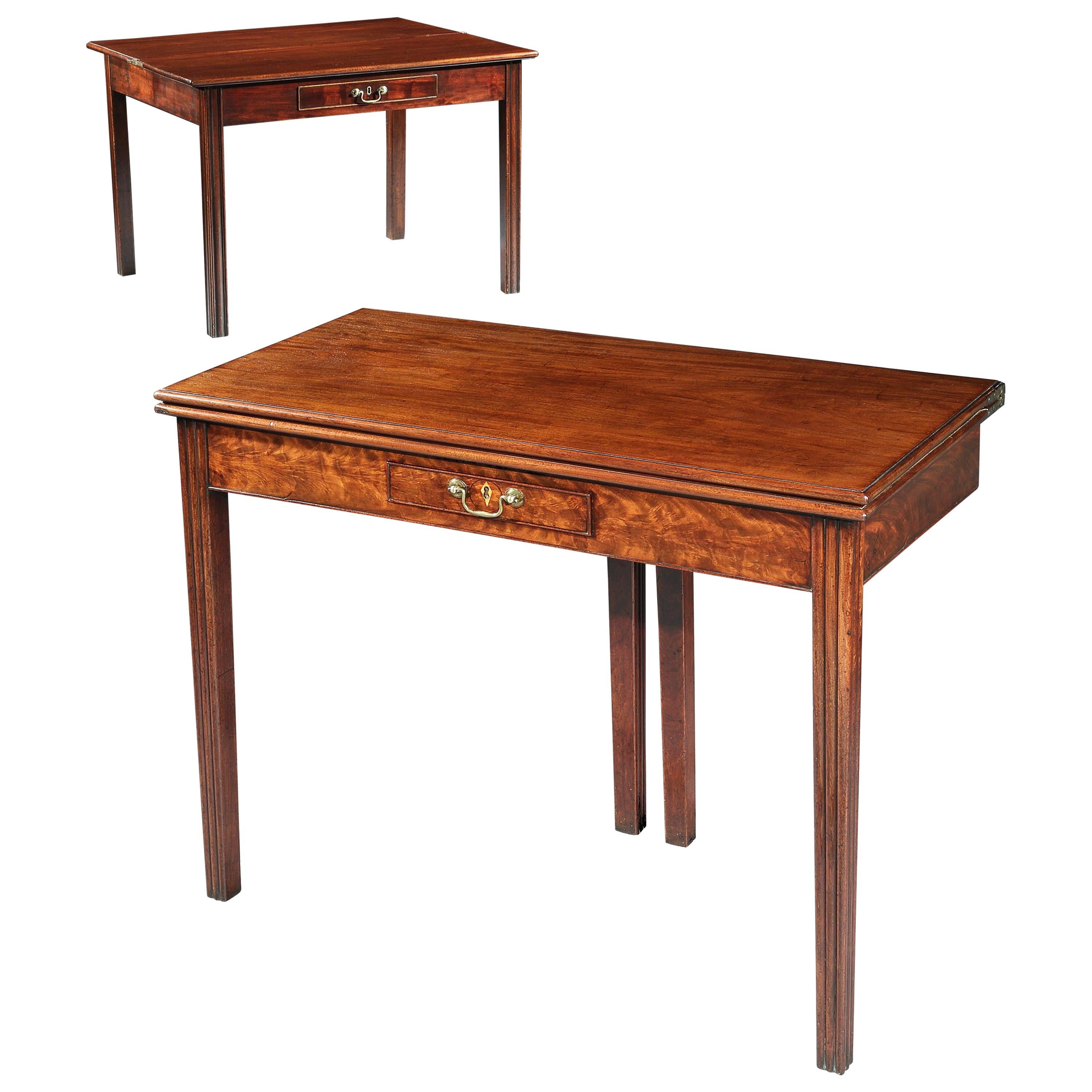 Card Table, Pair, Matched, English, Regency, Mahogany, Plum Pudding, Reeding For Sale