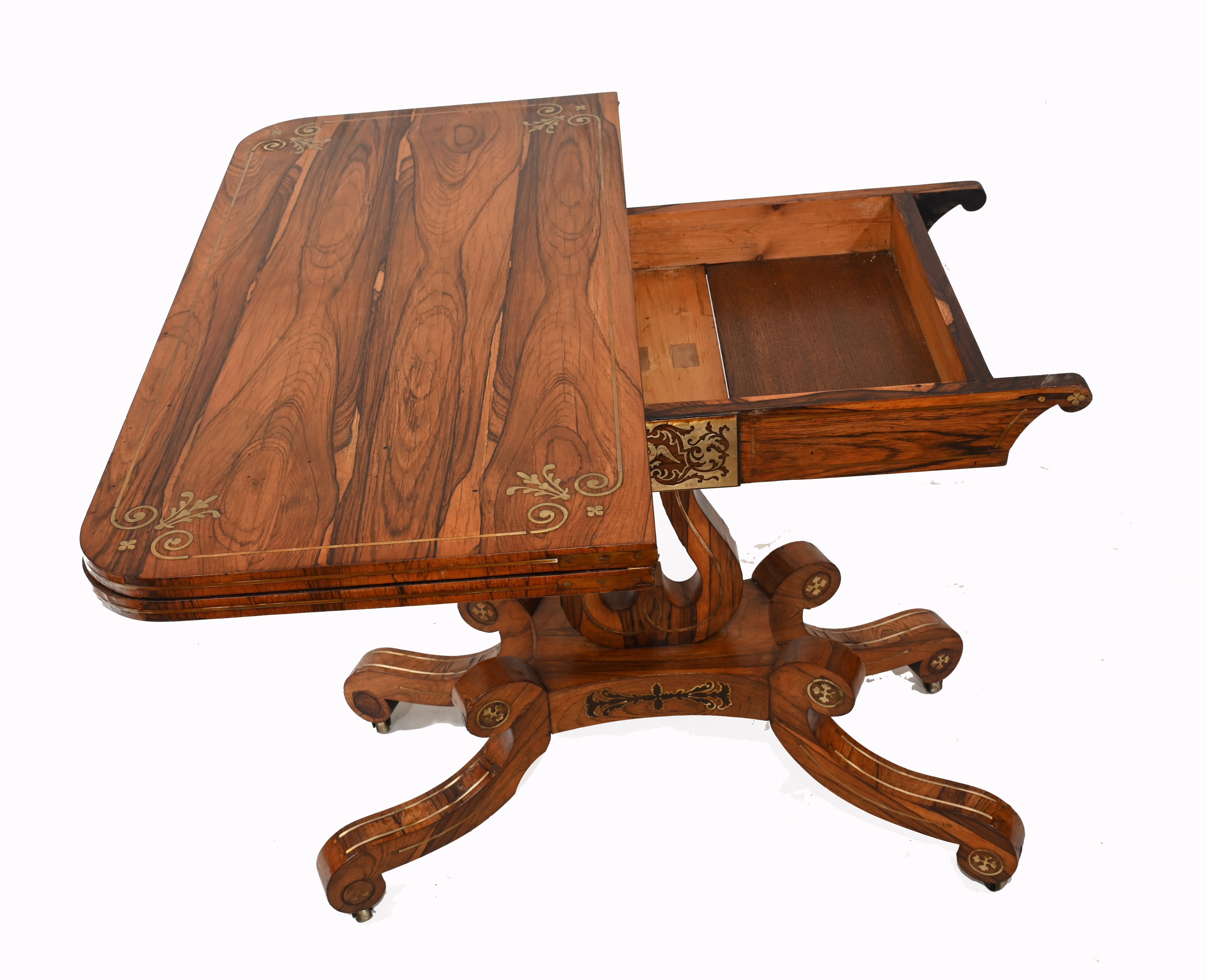 Card Table, Rosewood Regency Games Tables circa 1810 For Sale 2