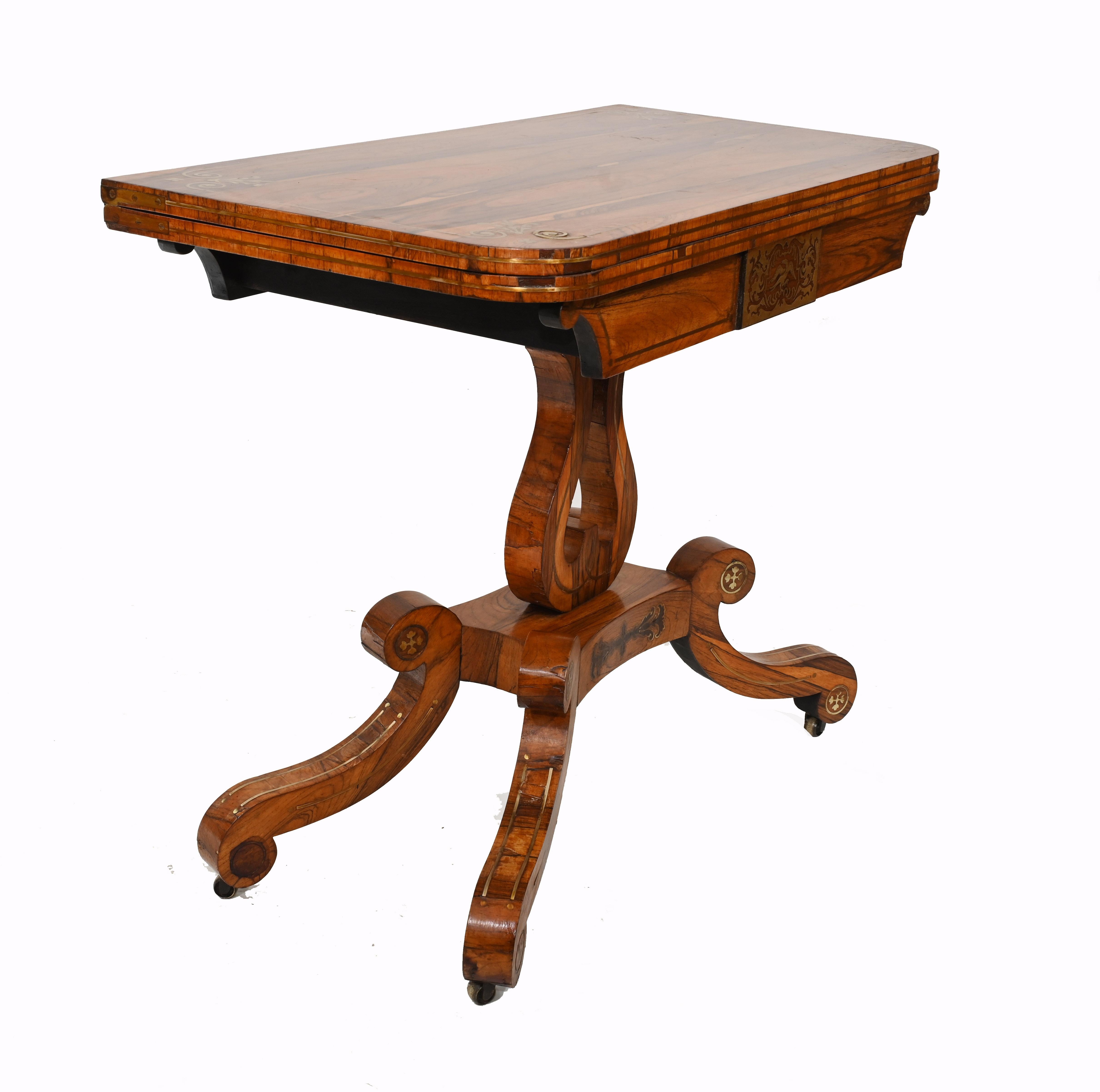 Card Table, Rosewood Regency Games Tables circa 1810 In Good Condition For Sale In Potters Bar, GB