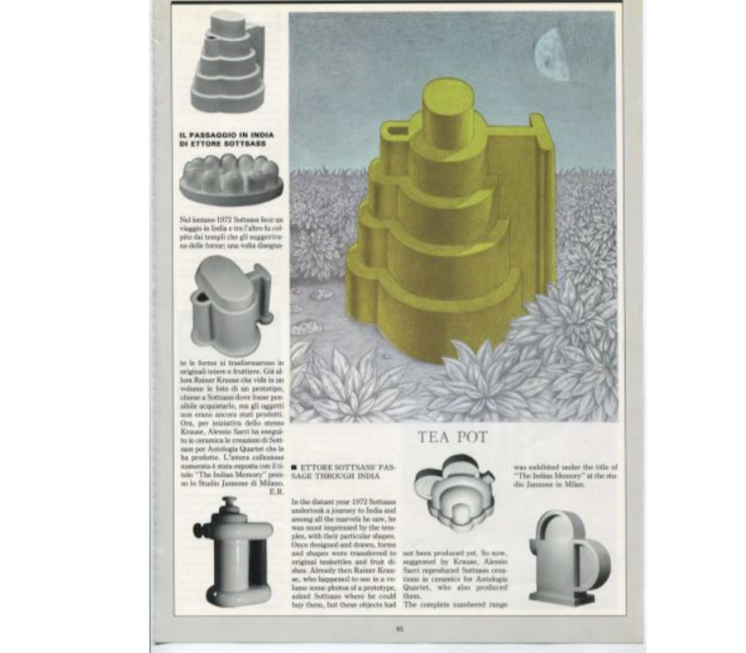 Cardamom-Teekanne Modell von Ettore Sottsass für Alessio Sarri Editions (Emailliert) im Angebot