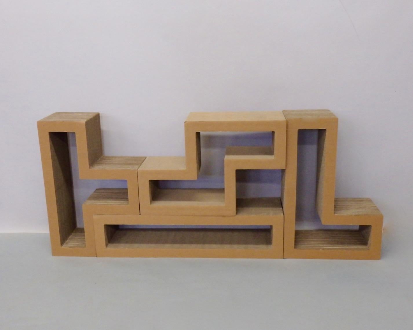 Mid-Century Modern Cardboard Puzzle Piece Modular Shelf or Coffee Table Attributed to Frank Gehry