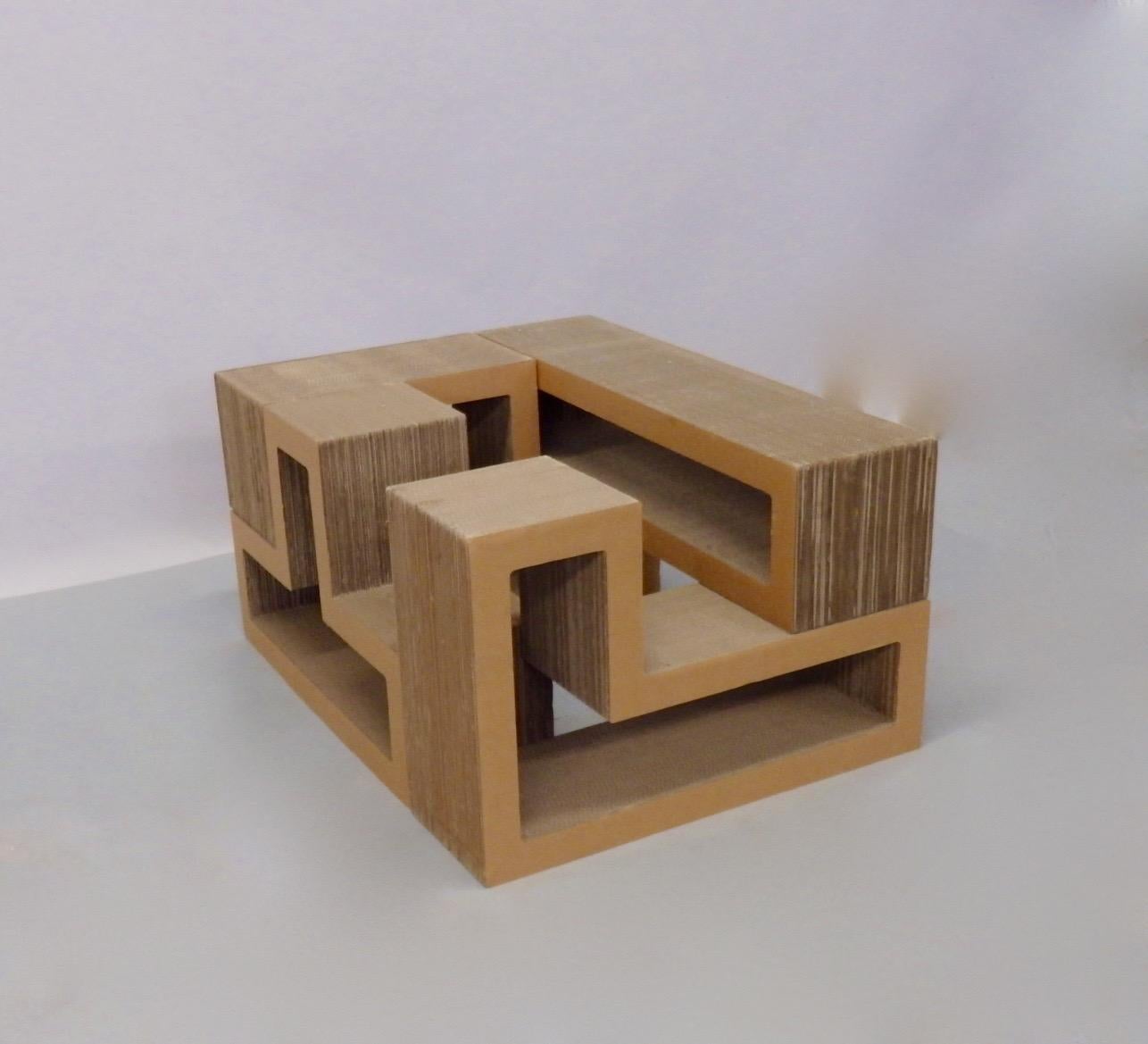 American Cardboard Puzzle Piece Modular Shelf or Coffee Table Attributed to Frank Gehry