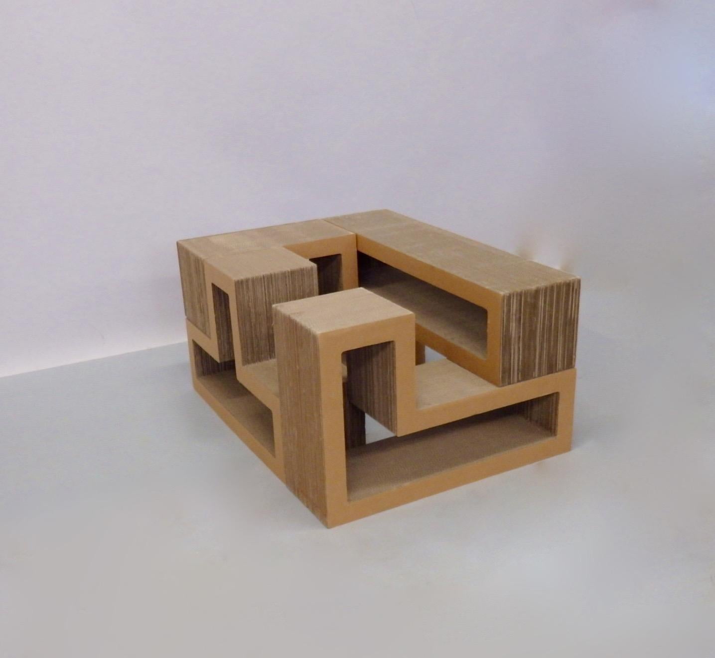Cardboard Puzzle Piece Modular Shelf or Coffee Table Attributed to Frank Gehry In Good Condition In Ferndale, MI