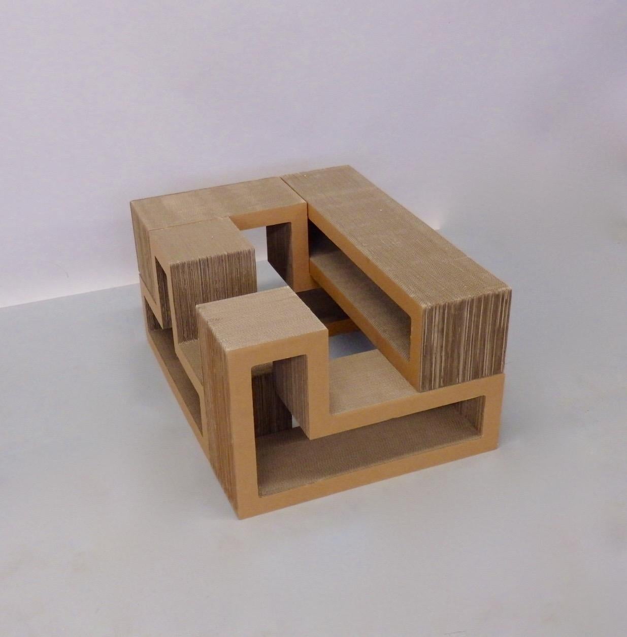 Late 20th Century Cardboard Puzzle Piece Modular Shelf or Coffee Table Attributed to Frank Gehry