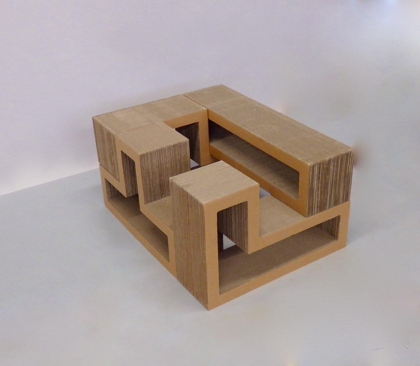 Other Cardboard Puzzle Piece Modular Shelf or Coffee Table Attributed to Frank Gehry
