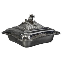 CARDEILHAC - 19th-Century Solid Silver Covered Vegetable Dish