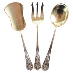 Cardeilhac : 3 piezas de postre de plata de ley y vermeil - Art Nouveau