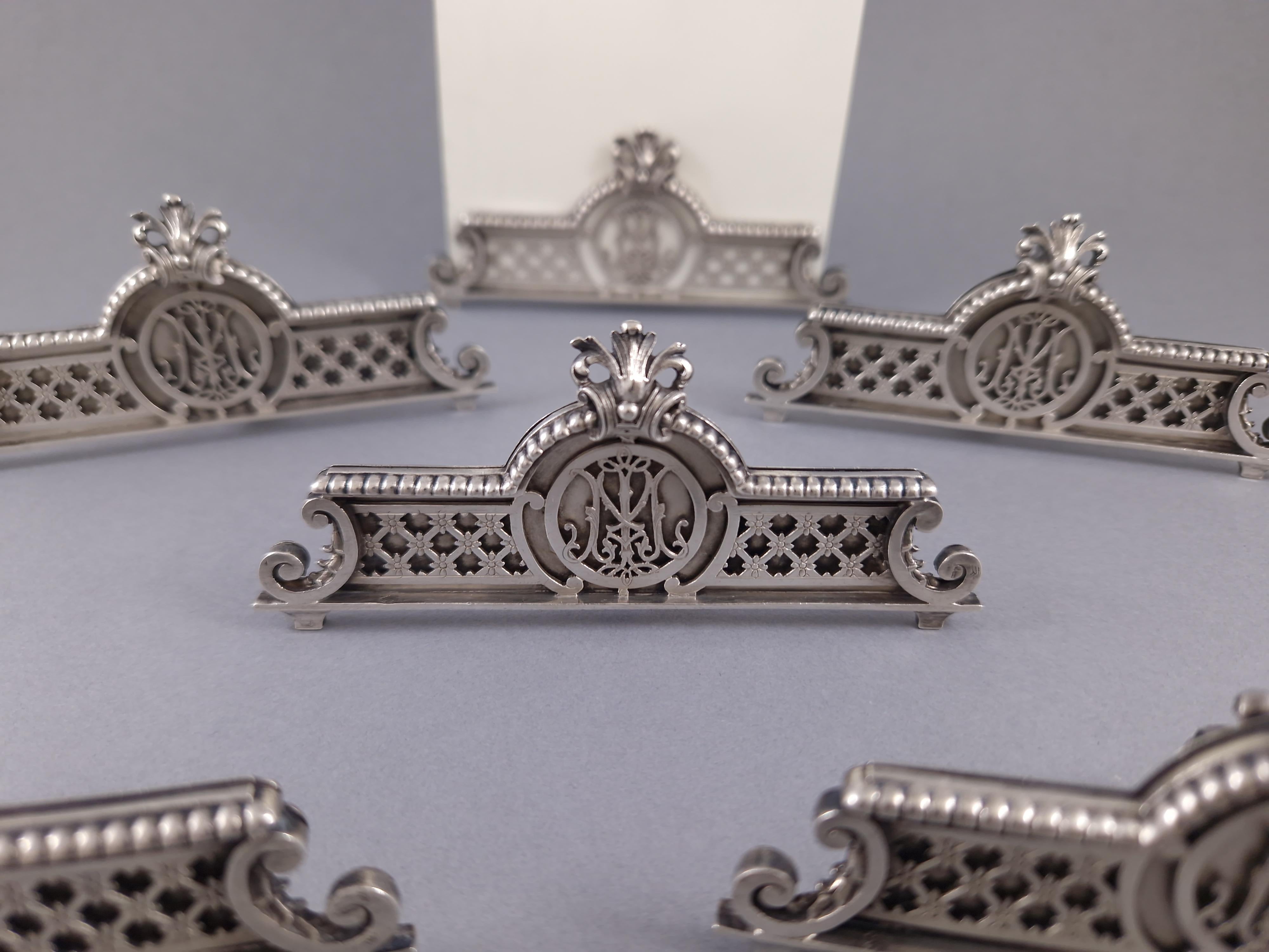 French Cardeilhac - 6 Menu Holders In Sterling Silver