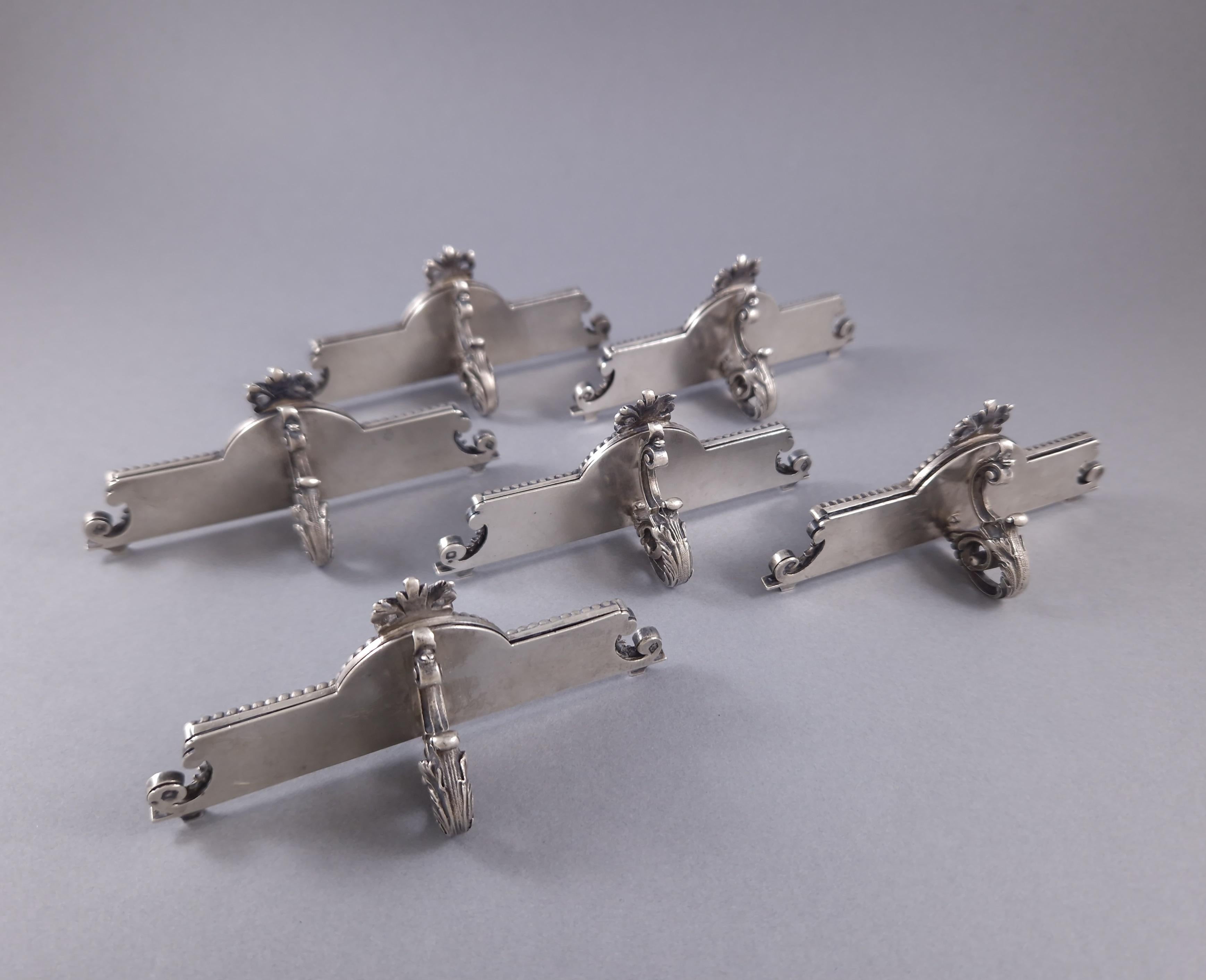 Late 19th Century Cardeilhac - 6 Menu Holders In Sterling Silver