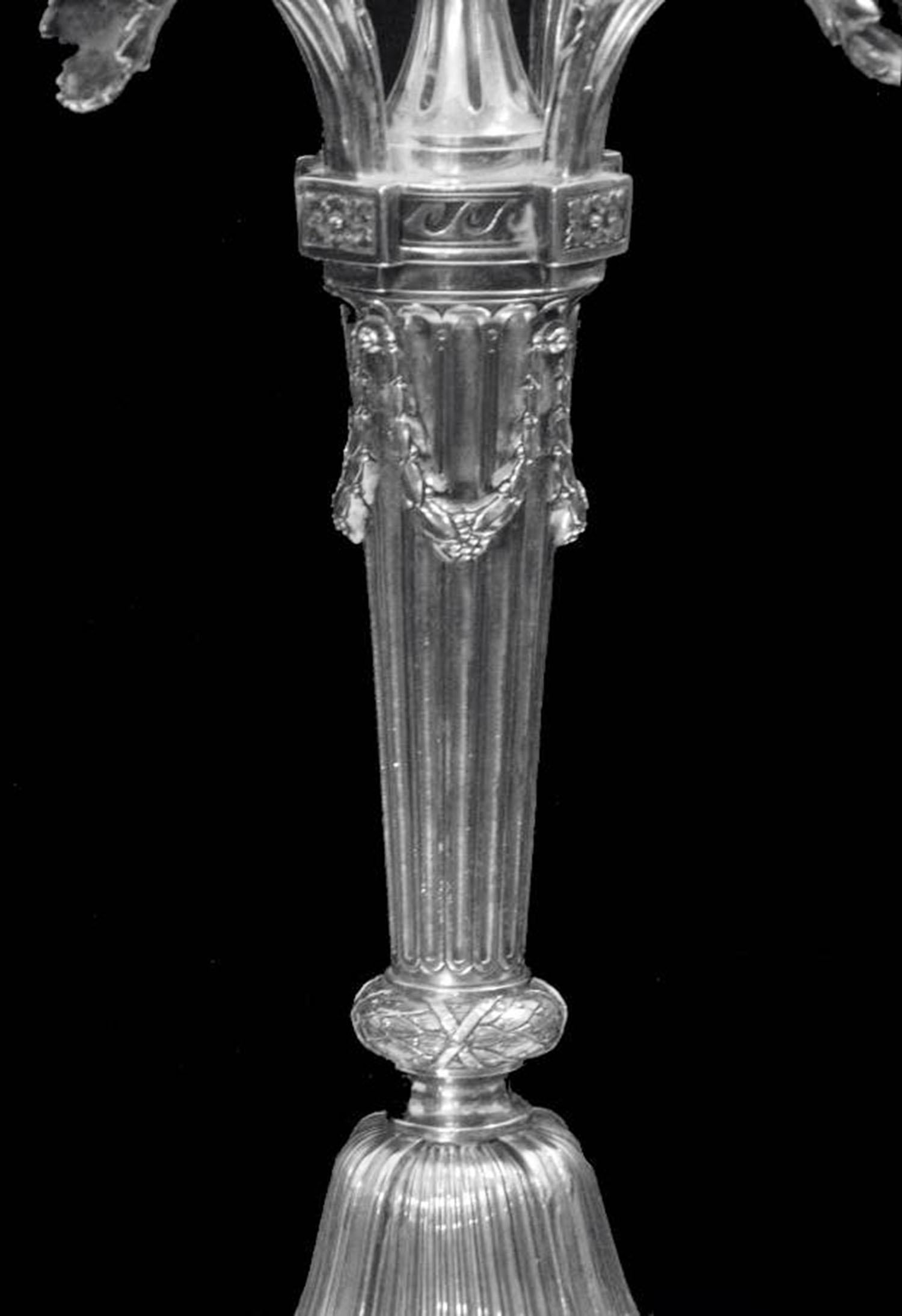 Cardeilhac (Christofle) - Dos candelabros franceses de plata de ley 950 de 5 velas Plata esterlina en venta
