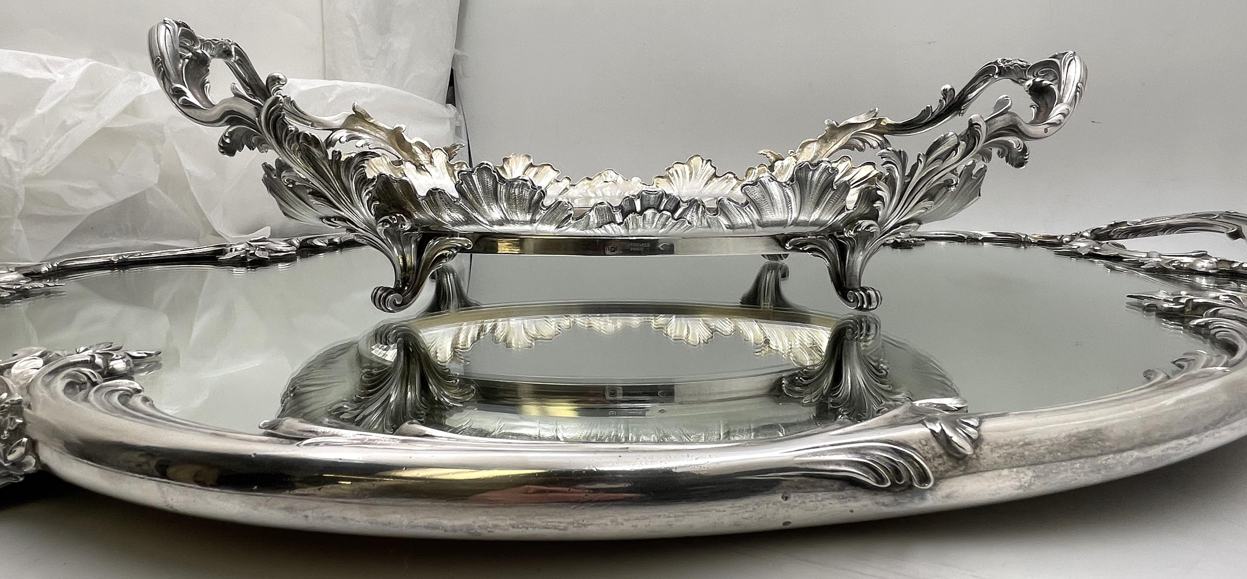 Cardeilhac French Sterling Silver Mirrored Plateau & Centerpiece Bowl Rococo For Sale 7