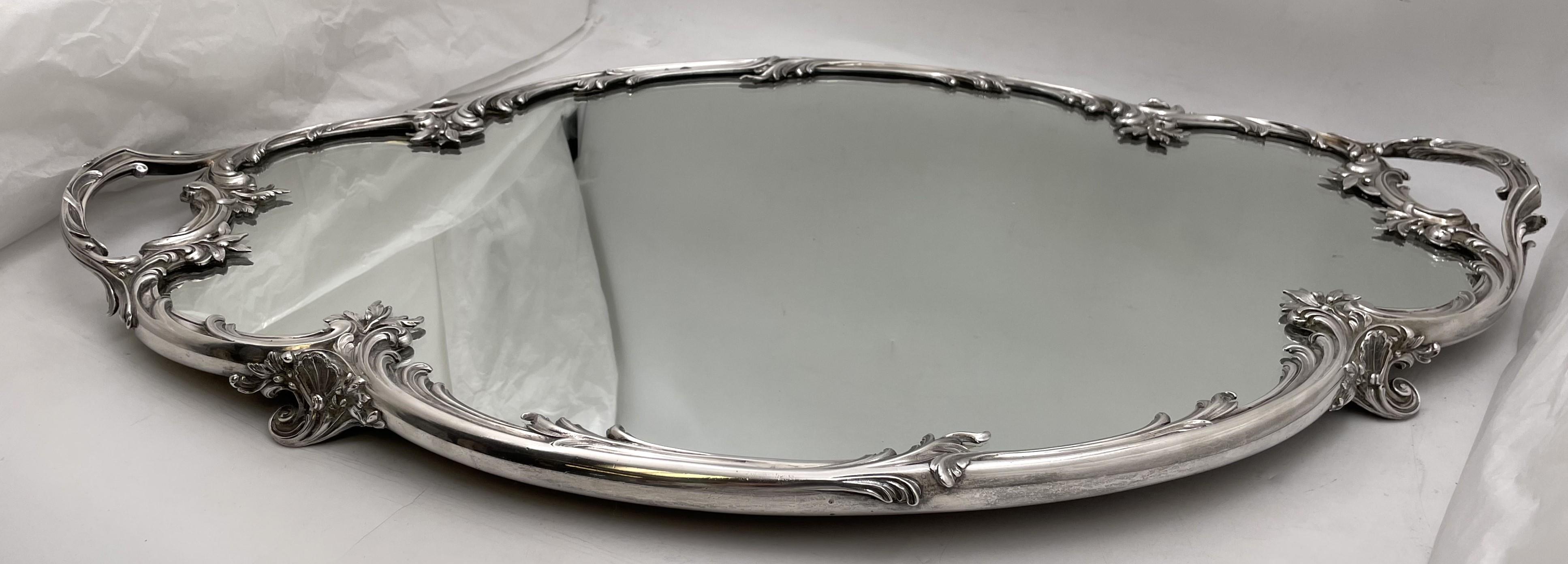 Cardeilhac French Sterling Silver Mirrored Plateau & Centerpiece Bowl Rococo For Sale 8