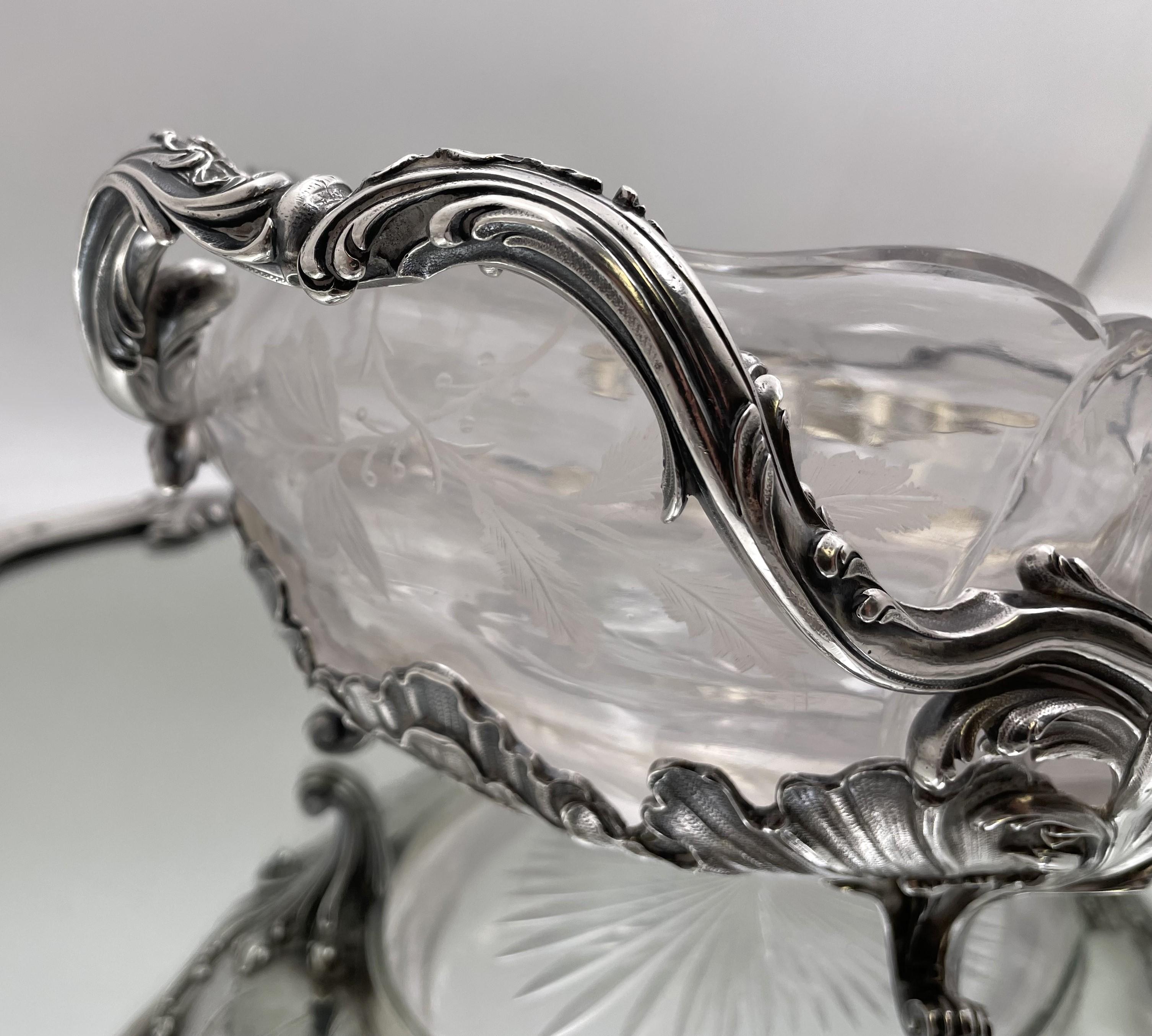Cardeilhac French Sterling Silver Mirrored Plateau & Centerpiece Bowl Rococo For Sale 3
