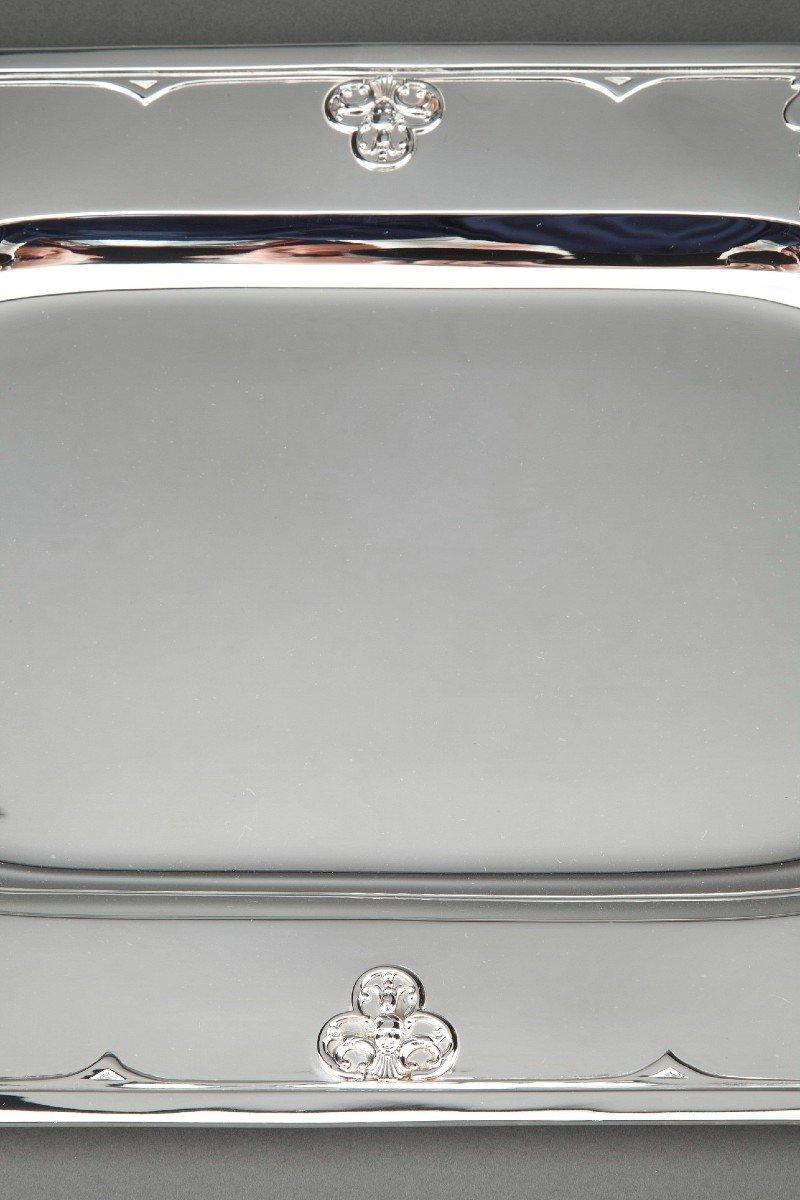 French Cardeilhac Goldsmith - Flat 45 Cm In Sterling Silver Model Fer De Lance Mascaron For Sale