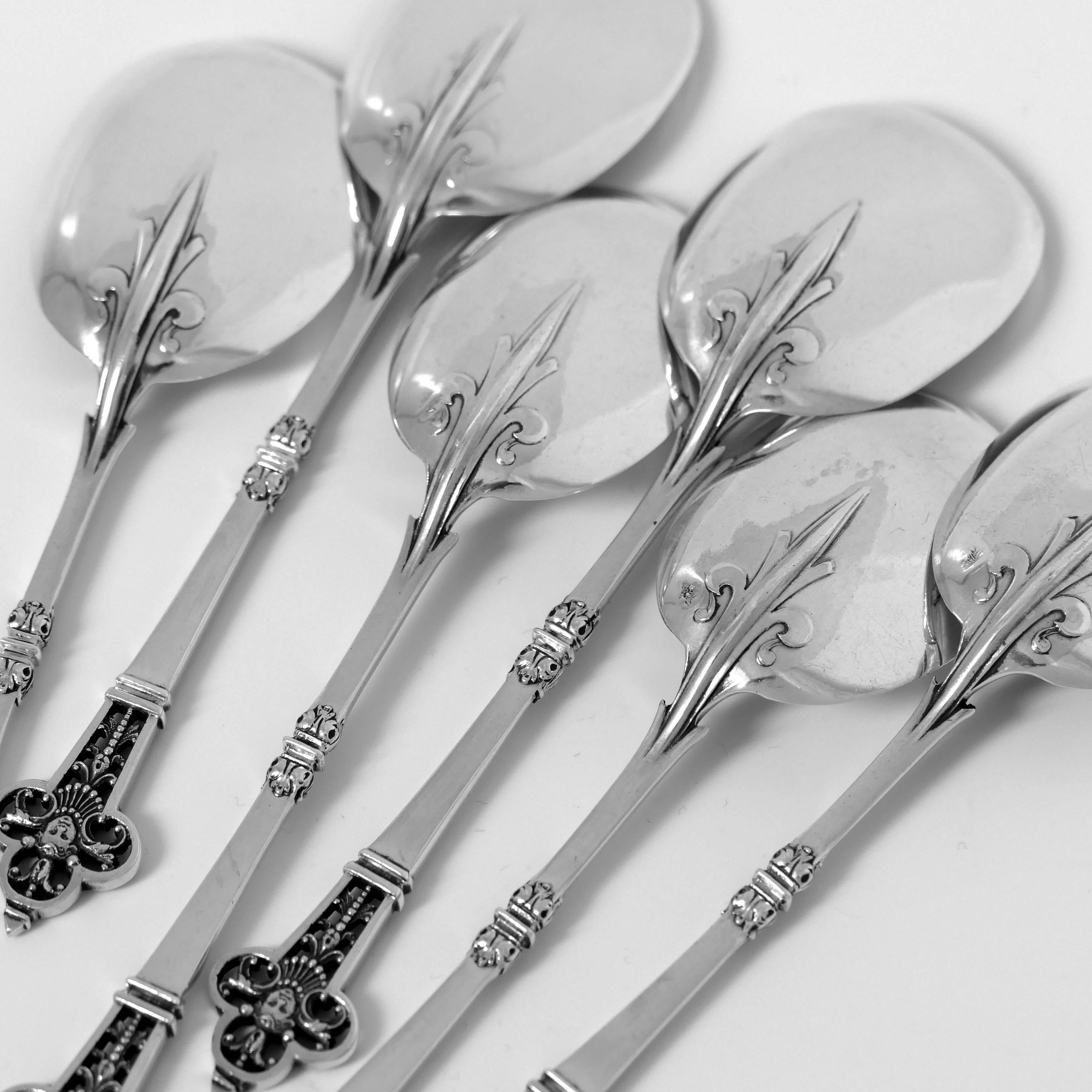Cardeilhac Masterpiece French Sterling Silver Ice Cream Spoons Set Renaissance 3