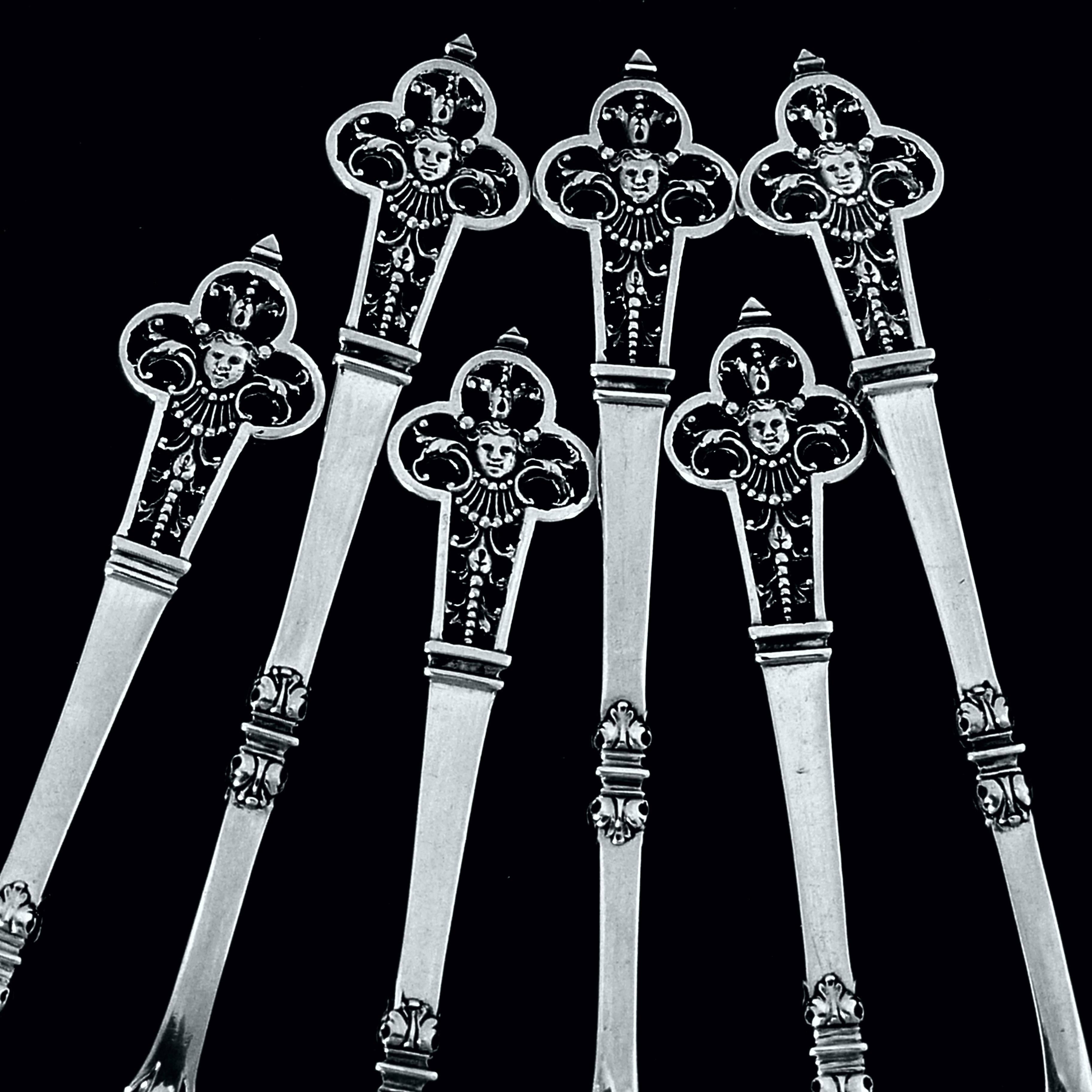 Cardeilhac Masterpiece French Sterling Silver Ice Cream Spoons Set Renaissance 4