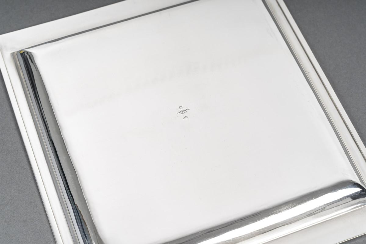 CARDEILHAC - Plato cuadrado de plata maciza periodo ART DECO 4