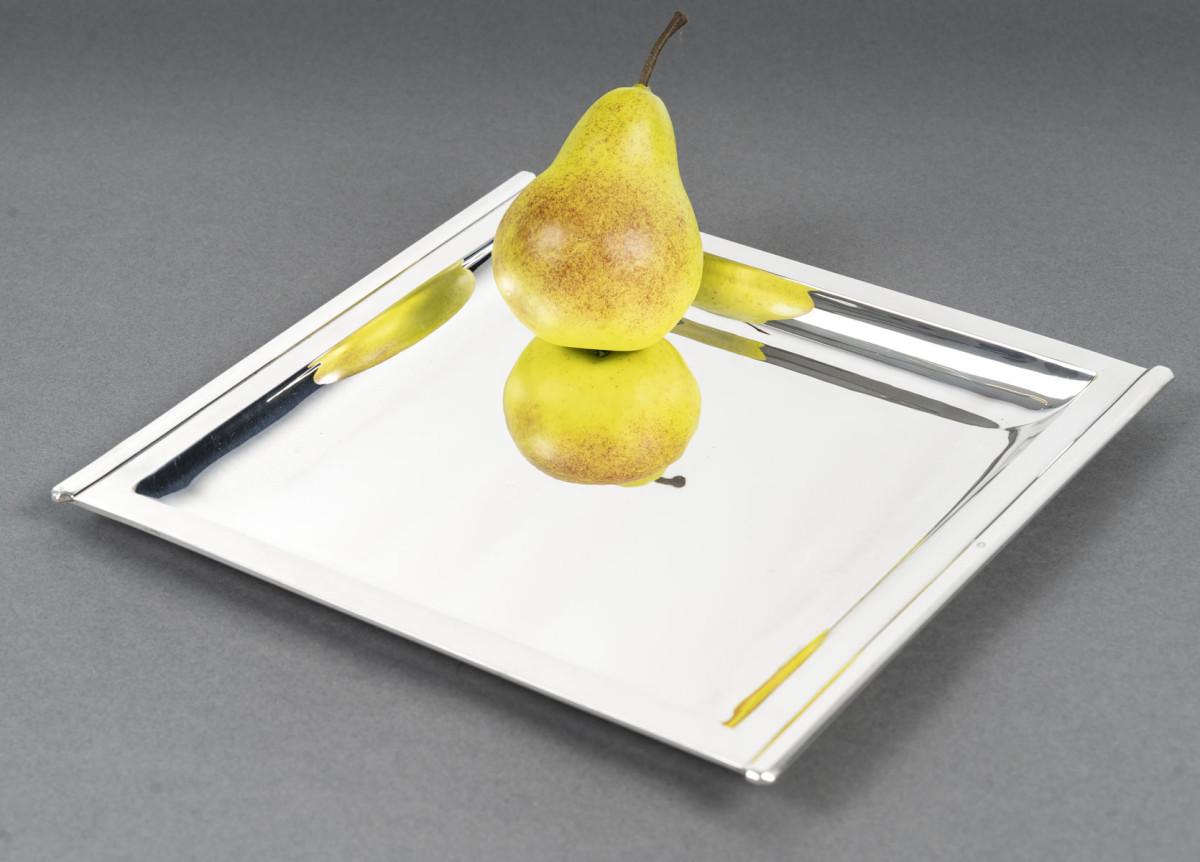CARDEILHAC - Plato cuadrado de plata maciza periodo ART DECO siglo XX
