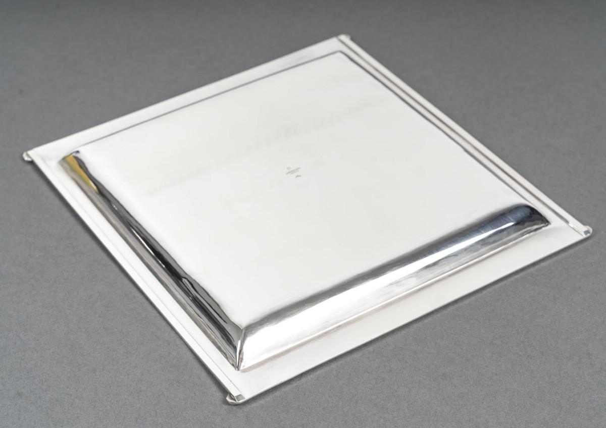 CARDEILHAC - Plato cuadrado de plata maciza periodo ART DECO 1