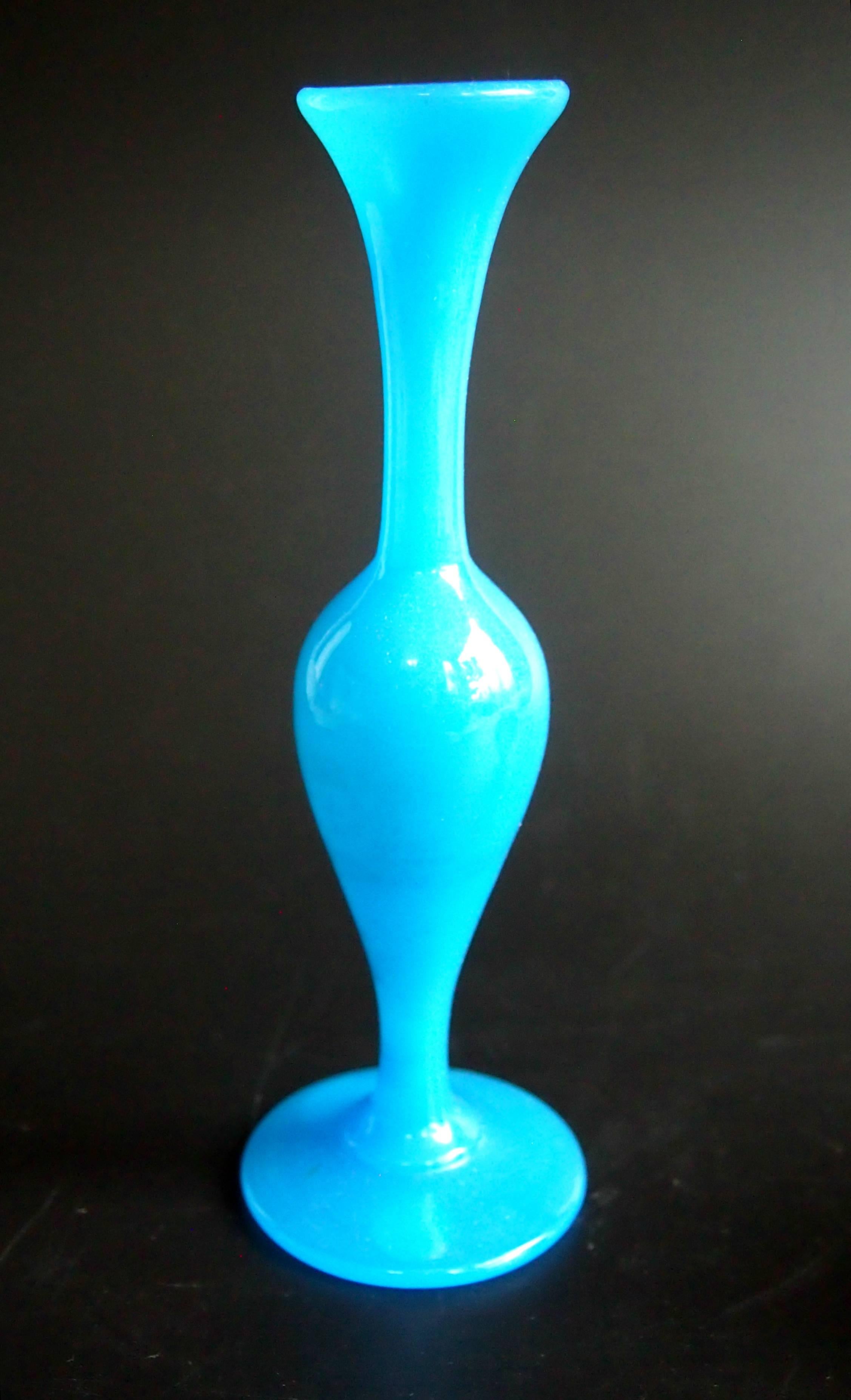 An important Frederick Carder Art Nouveau Blue Alabaster vase by Stevens and Williams originally from their own museum and probably unique. Alabaster glass was first created by Frederick Carder at Stevens and Williams before he emigrated to America