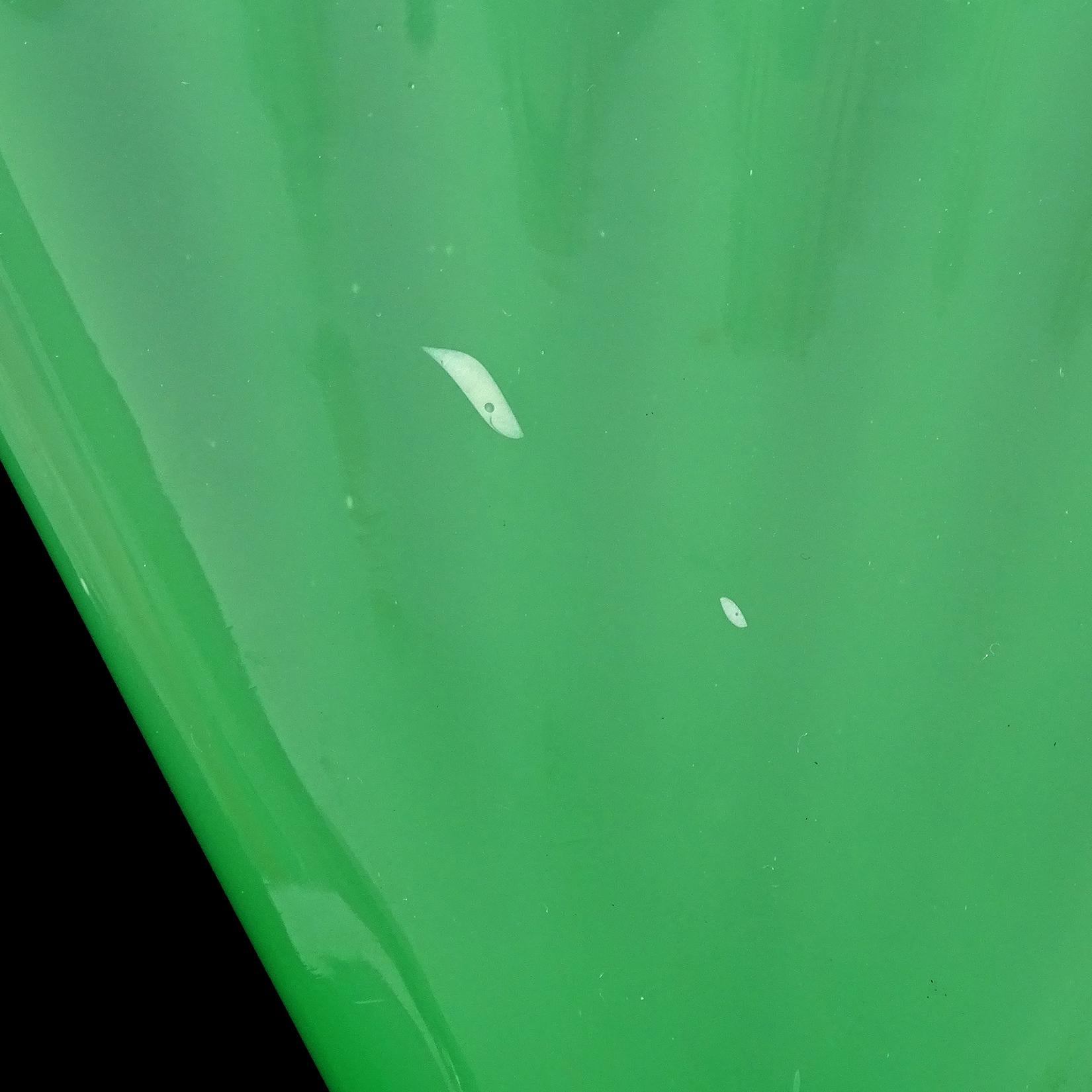 Hand-Crafted Carder Era Steuben Style Jade Green Alabaster White Antique Art Glass Fan Vase