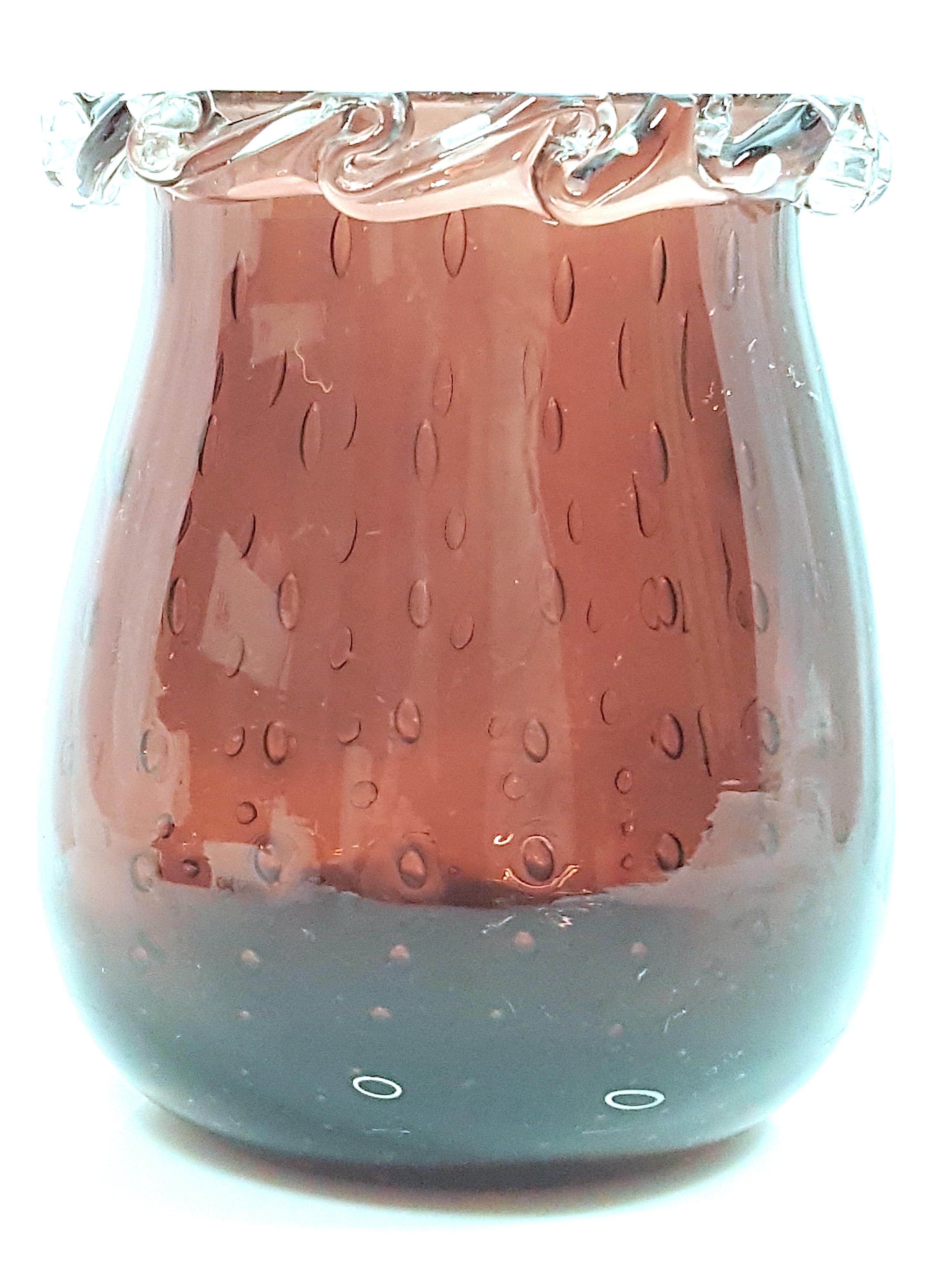 Carder Steuben Rare ThickLipWrap Application CrystalCased Amethyst Bubbly Vase, Kristallbeschichtete Kristall im Zustand „Gut“ im Angebot in Chicago, IL