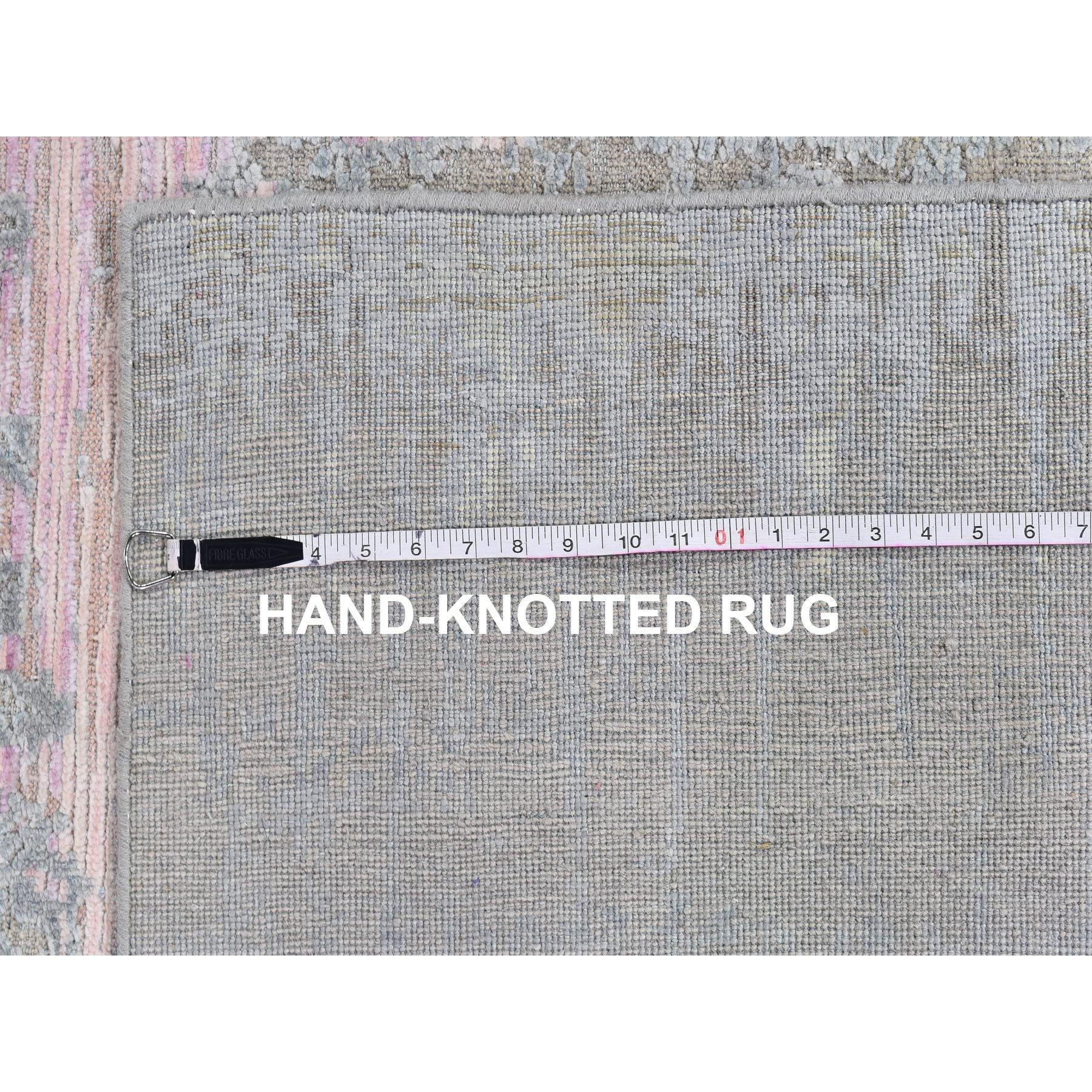 Cardiac Design with Pastel Colors Textured Wool & Silk Handmade Rug 9'0