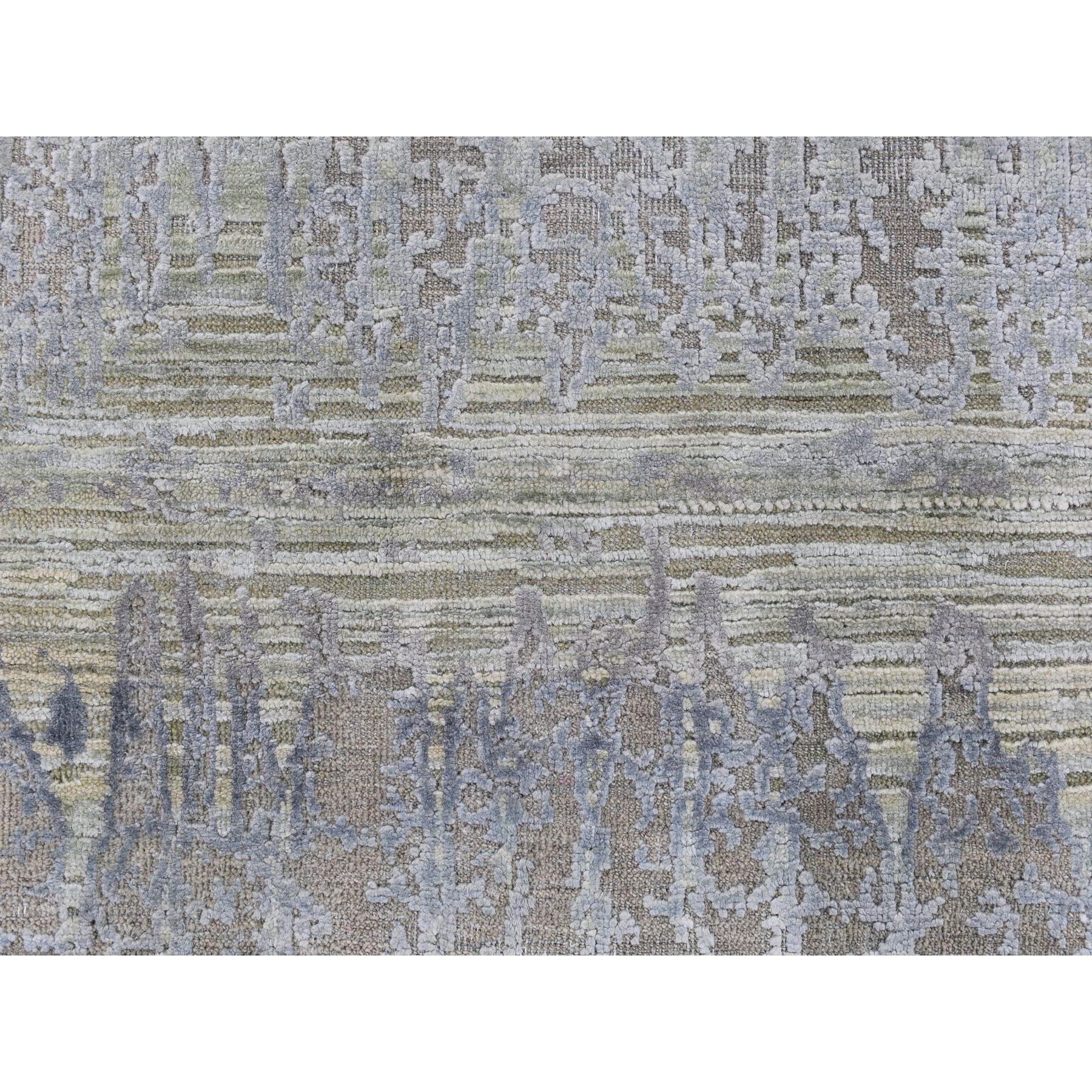 Hand-Knotted Cardiac Design with Pastel Colors Textured Wool & Silk Handmade Rug 9'0