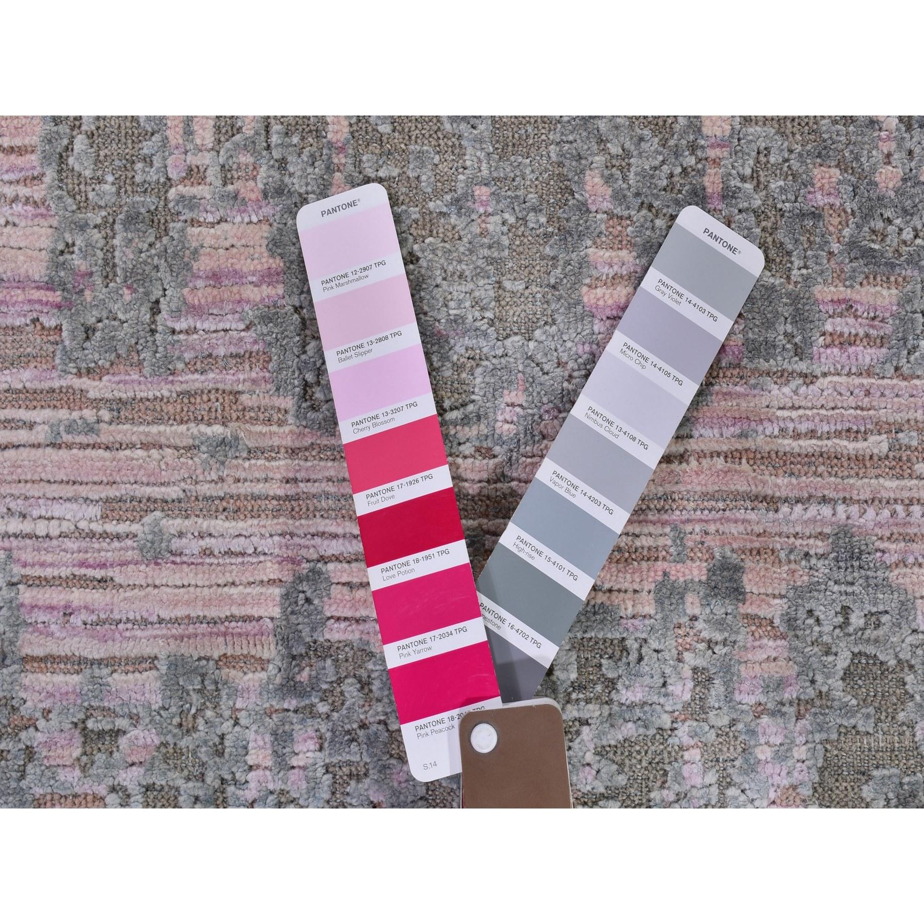 Cardiac Design with Pastel Colors Textured Wool & Silk Handmade Rug 9'0