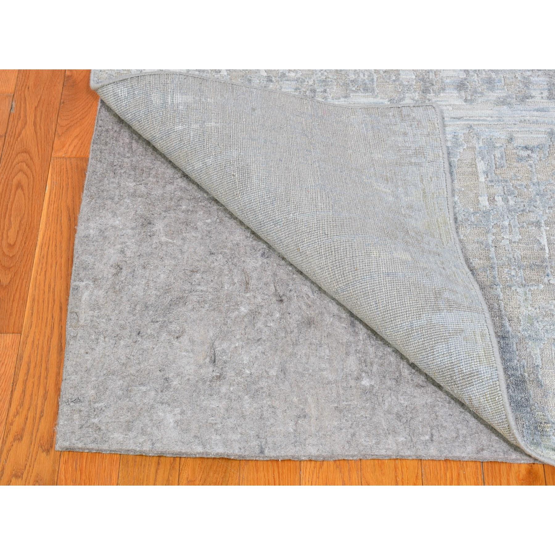 Cardiac Design with Pastel Colors Textured Wool & Silk Handmade Rug 9'0