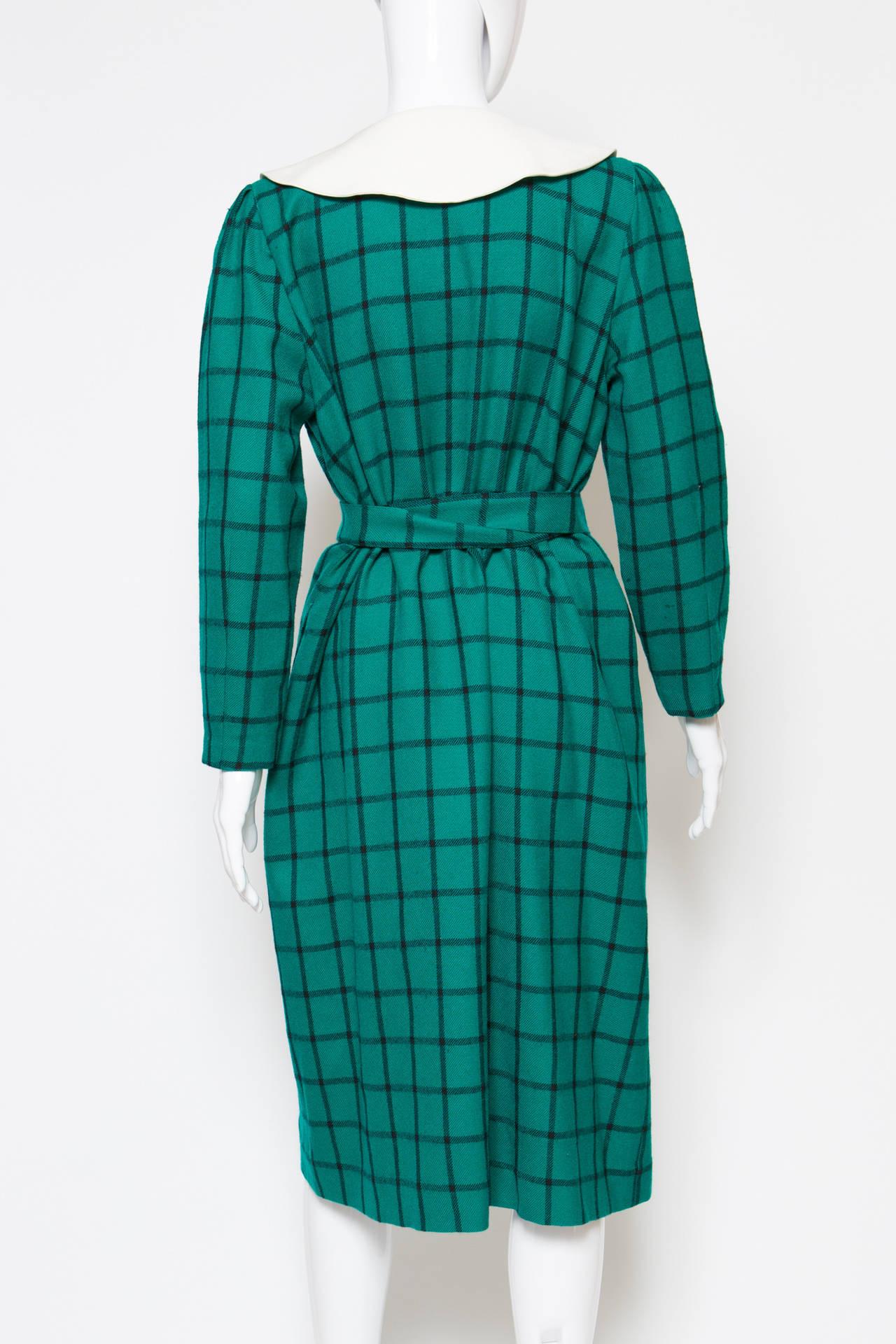 Pierre Cardin Wool Green Dress For Sale 1