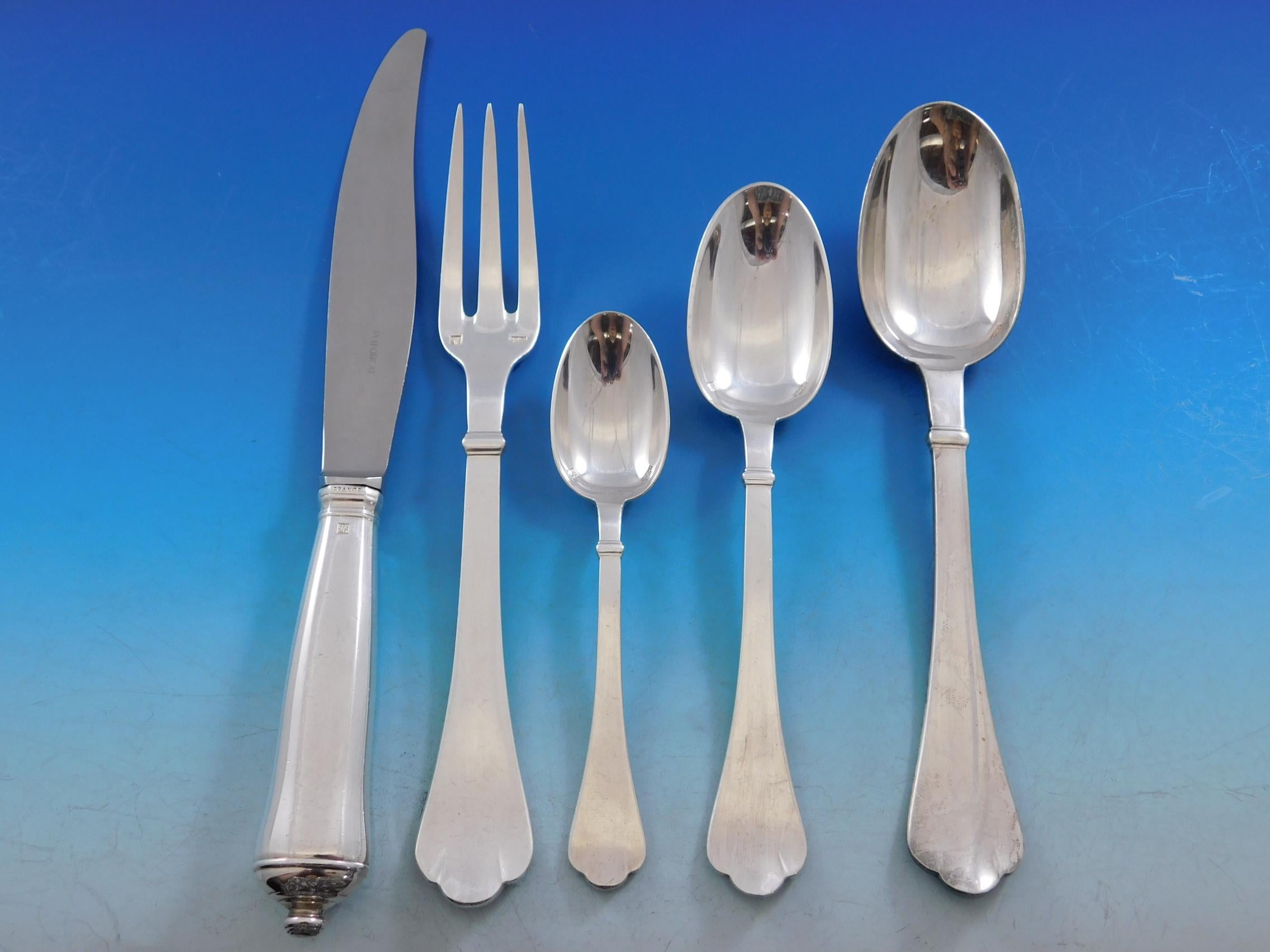 The Parisian silversmith Puiforcat is regarded as one of the legendary names in European silver craftsmanship. 

Cardinal by Puiforcat silverplated flatware set, 51 pieces. This set includes:

10 dinner size knives, 9 7/8