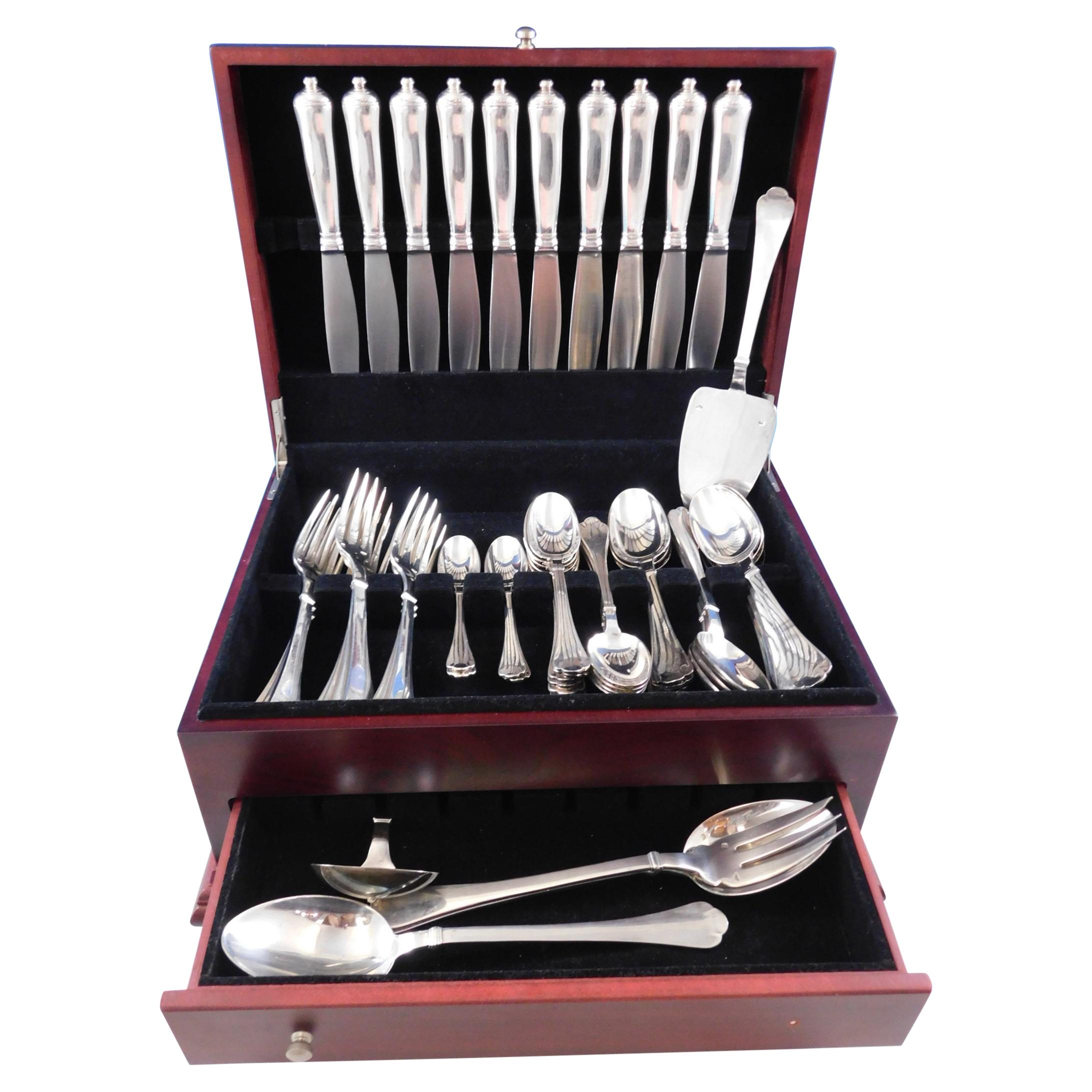 Cardinal by Puiforcat France Silverplate Flatware Set Service 51 Pcs Dinner